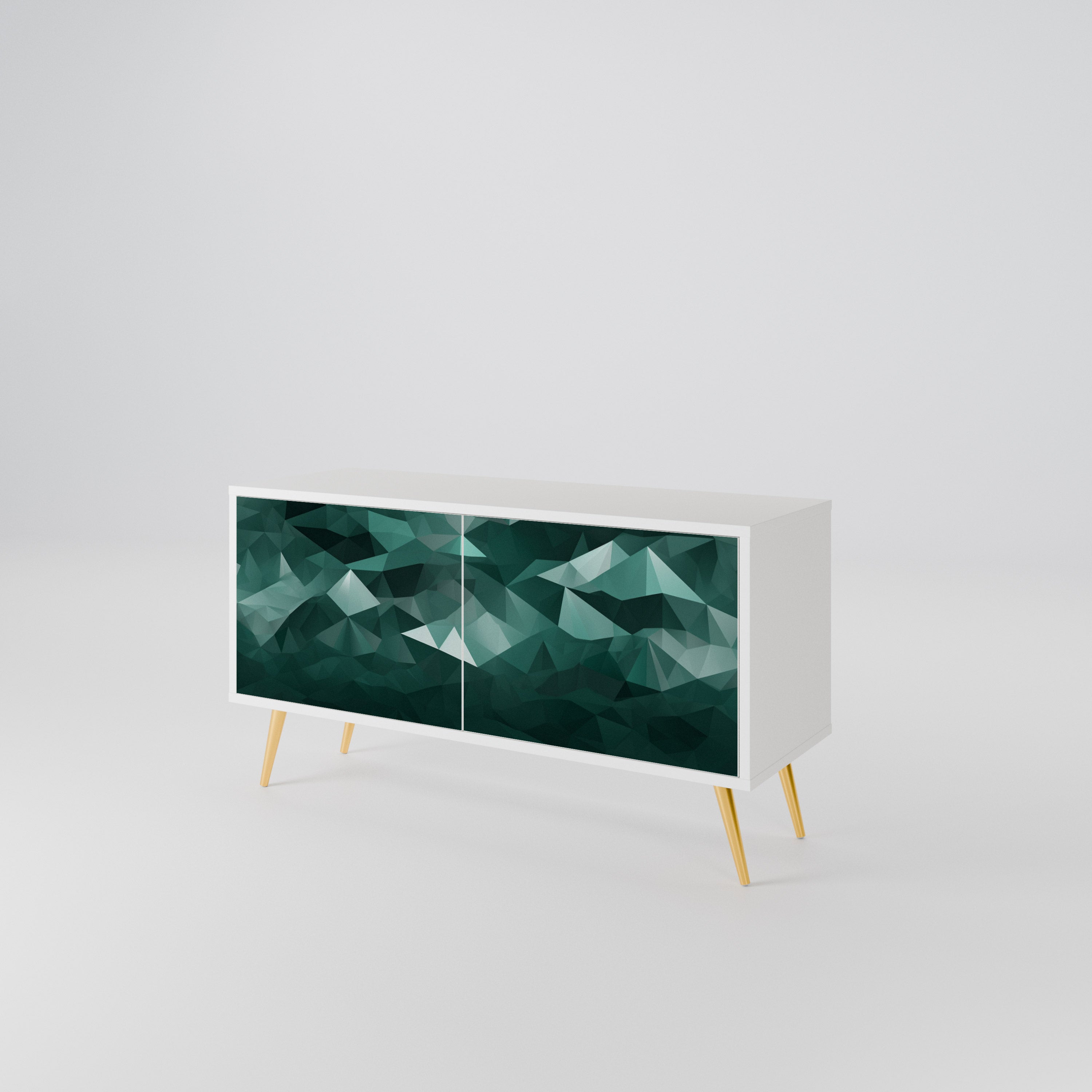 POLYGONAL FLOATING Kompaktowa szafka RTV 2-drzwiowa
