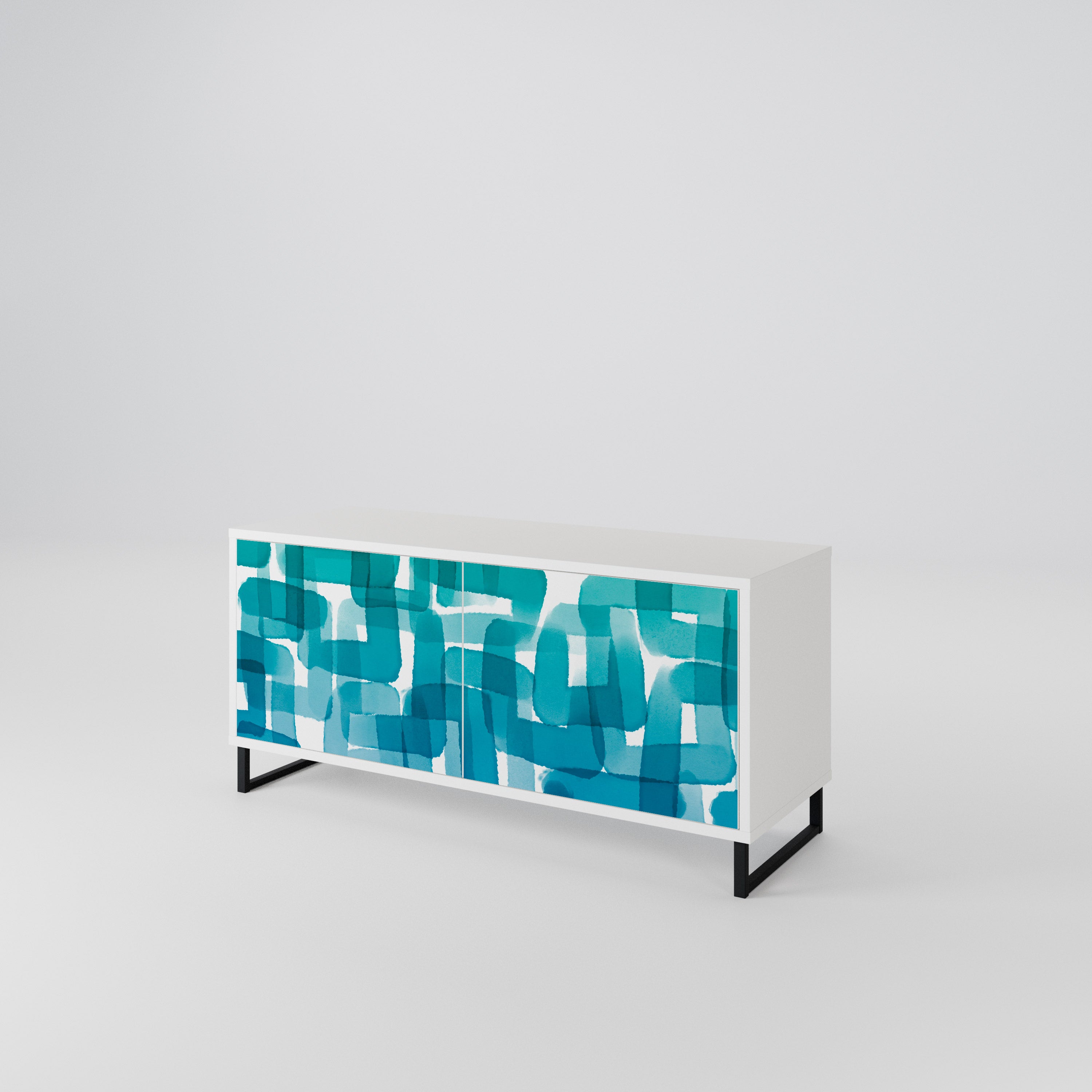 TURQUOISE RECTANGLES Kompaktowa szafka RTV 2-drzwiowa
