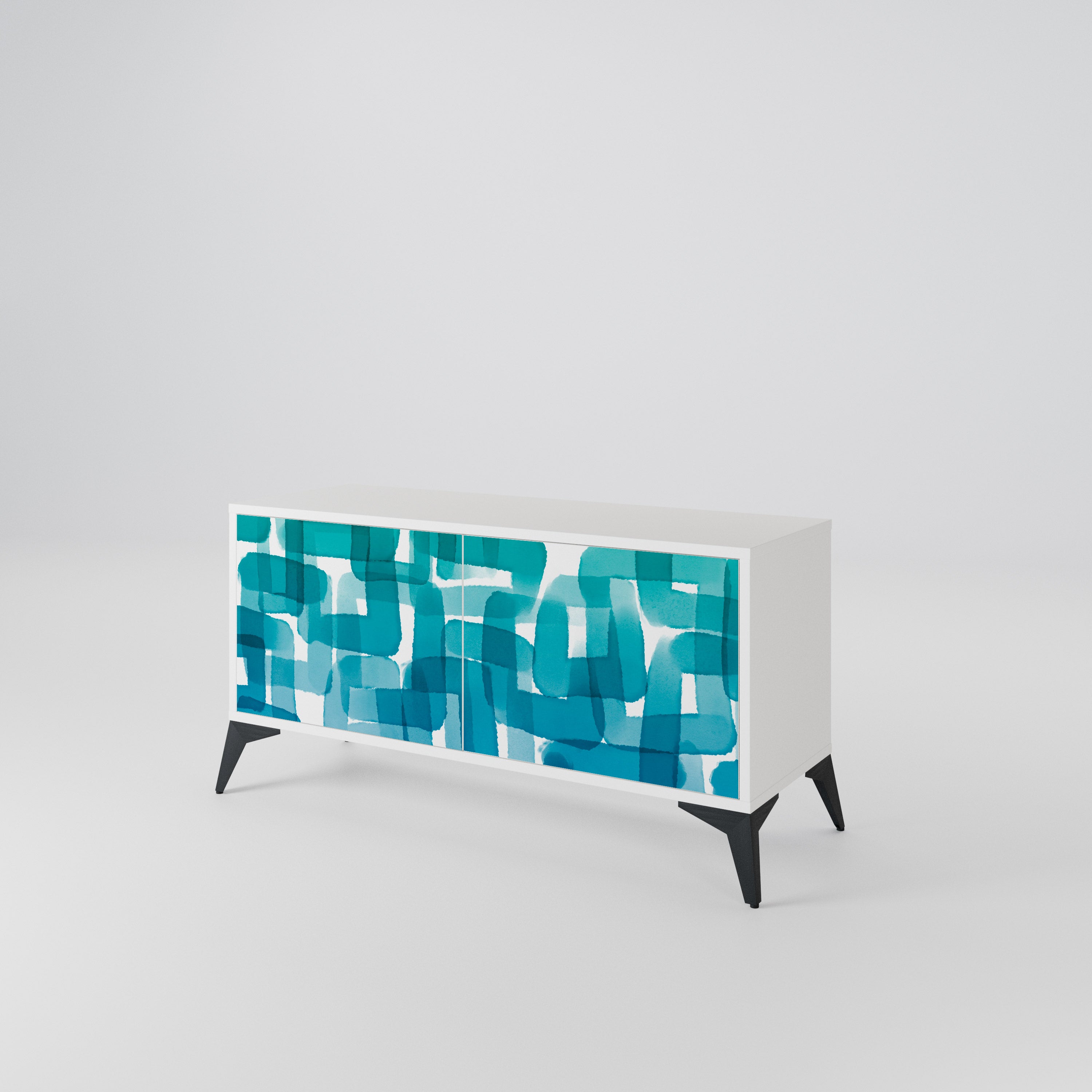 TURQUOISE RECTANGLES Kompaktowa szafka RTV 2-drzwiowa