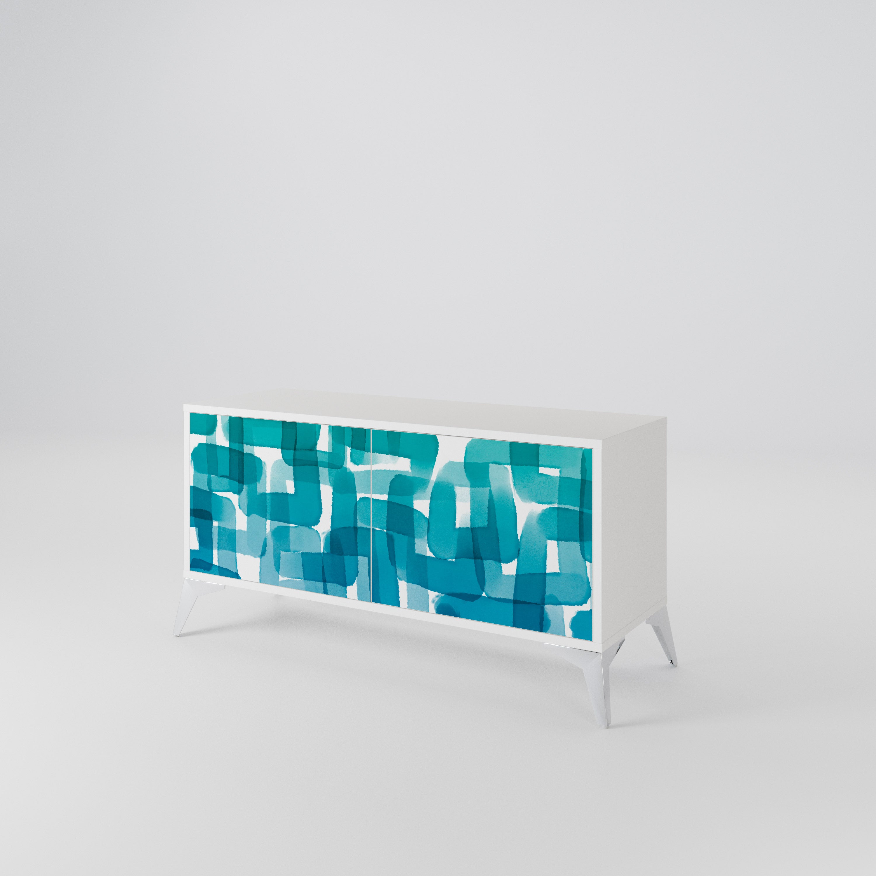 TURQUOISE RECTANGLES Kompaktowa szafka RTV 2-drzwiowa