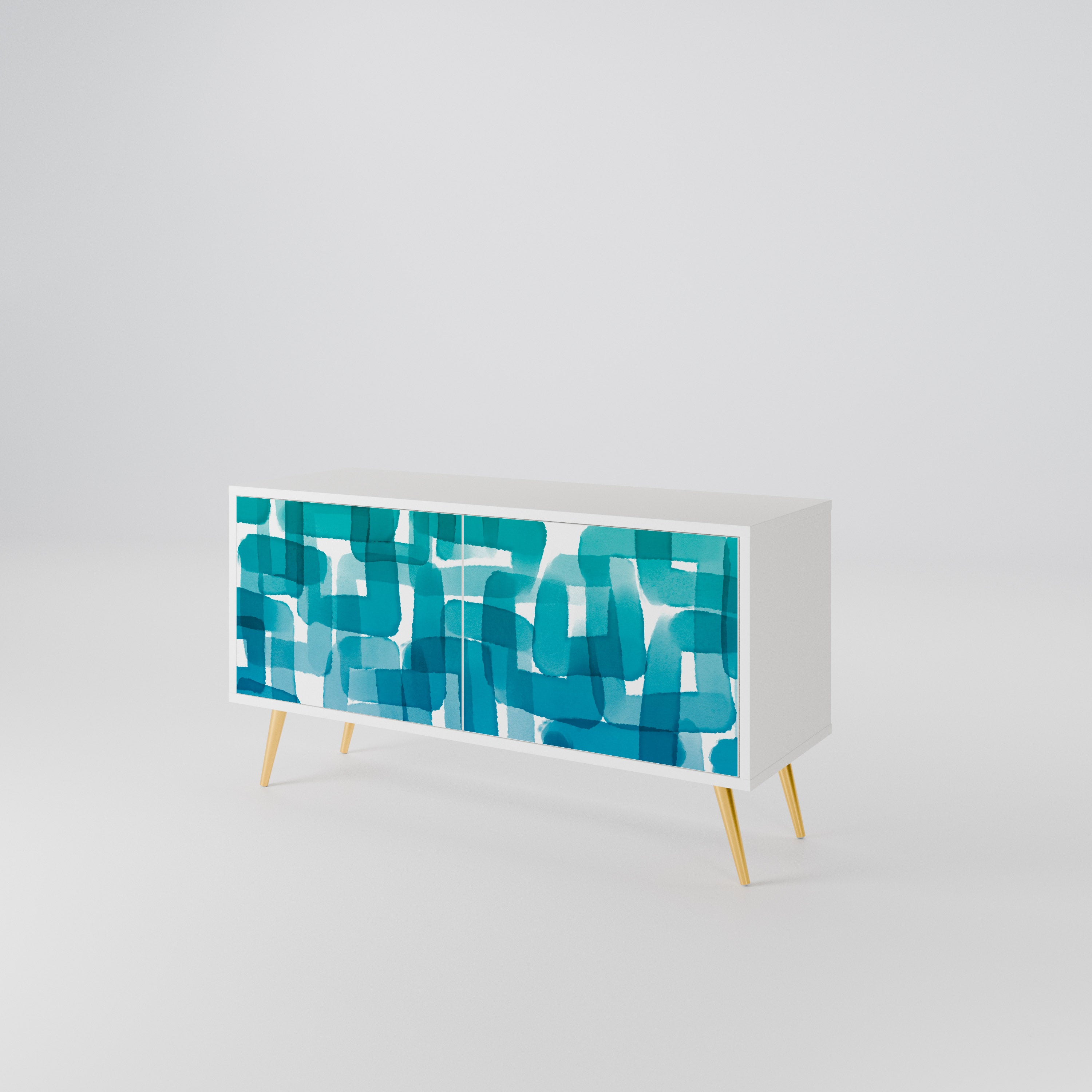 TURQUOISE RECTANGLES Kompaktowa szafka RTV 2-drzwiowa
