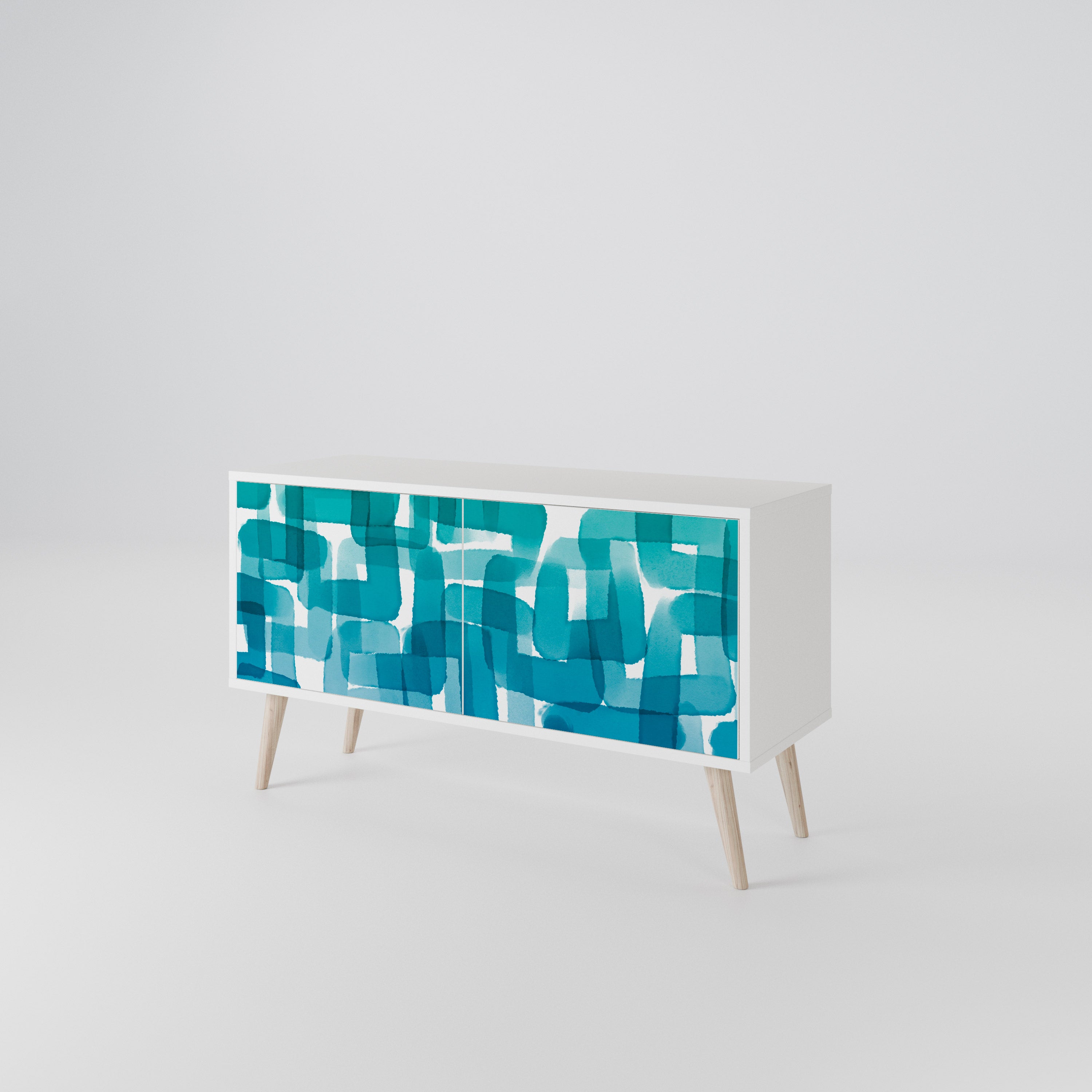 TURQUOISE RECTANGLES Kompaktowa szafka RTV 2-drzwiowa