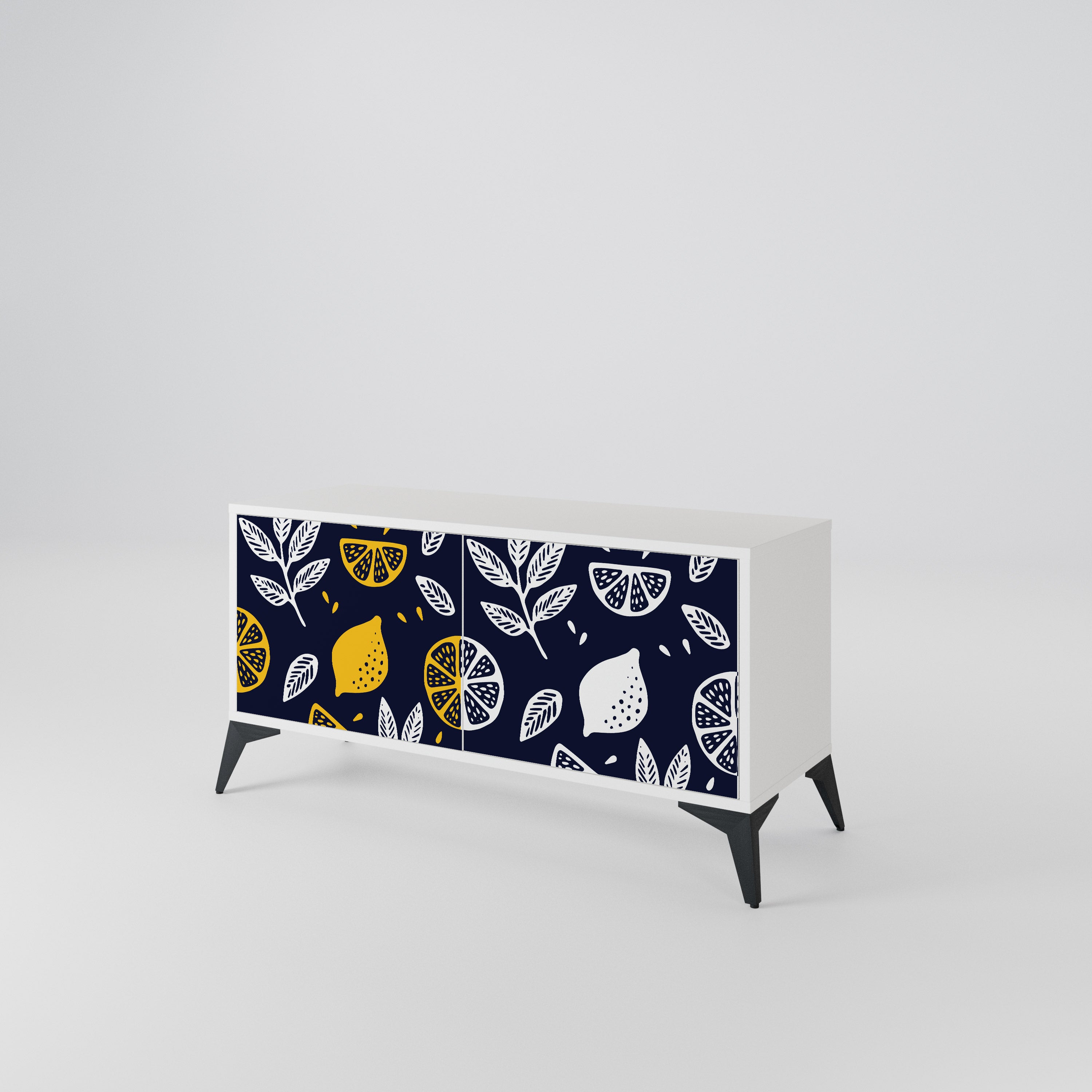 CITRUS BLACK AND WHITE Kompaktowa szafka RTV 2-drzwiowa