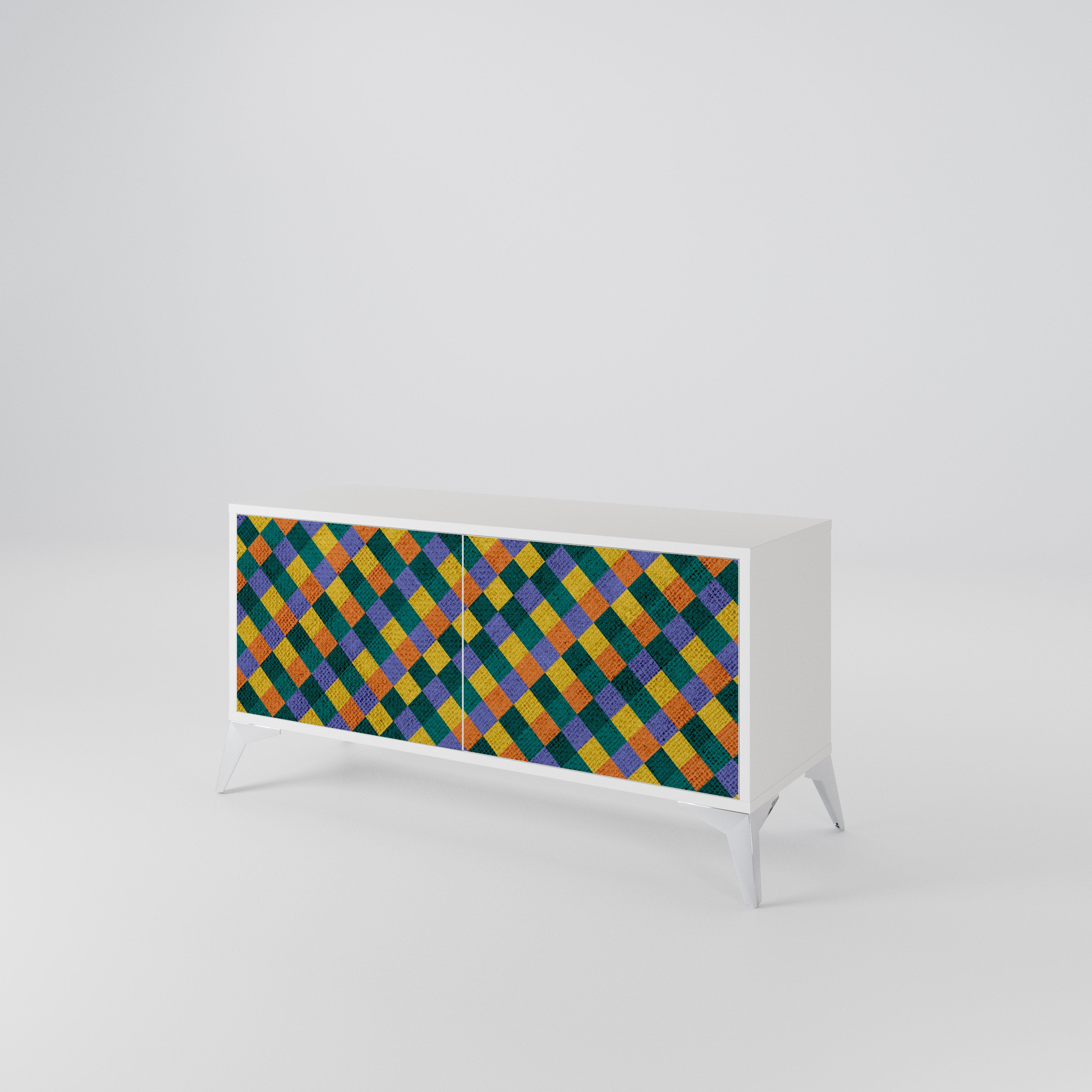 PAINTED SQUARES MIX Kompaktowa szafka RTV 2-drzwiowa