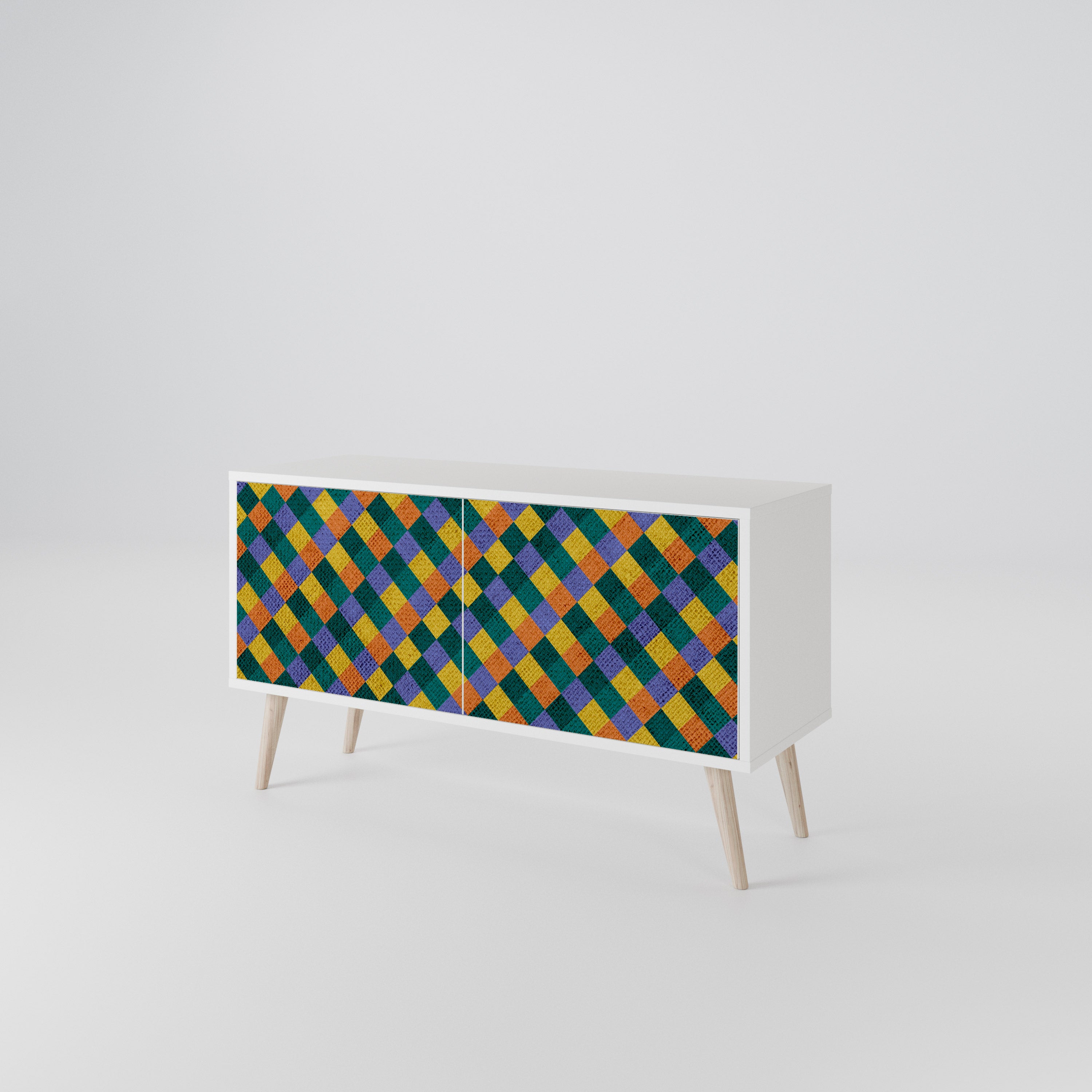 PAINTED SQUARES MIX Kompaktowa szafka RTV 2-drzwiowa