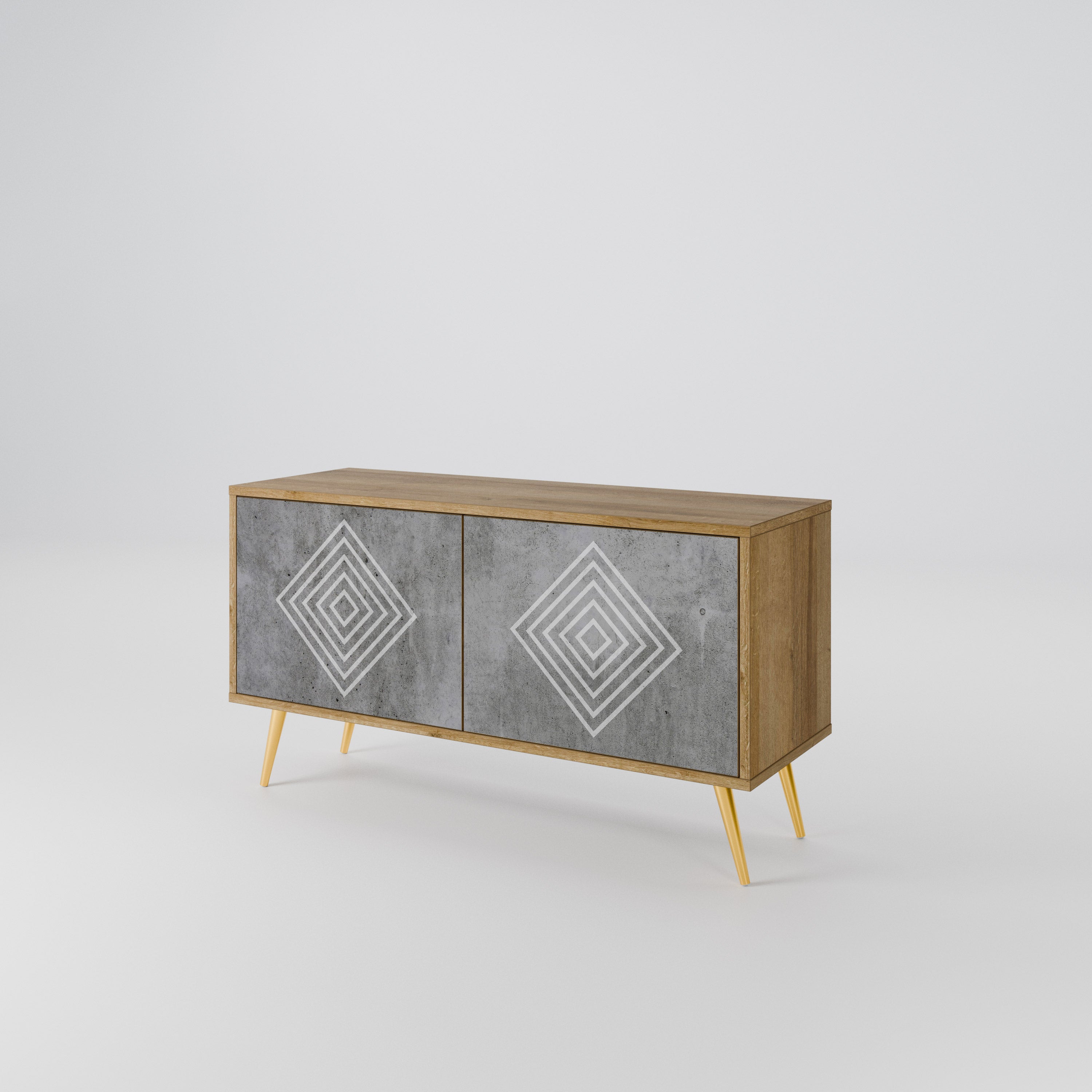 POLYGONAL ARTISTRY Kompaktowa szafka RTV 2-drzwiowa
