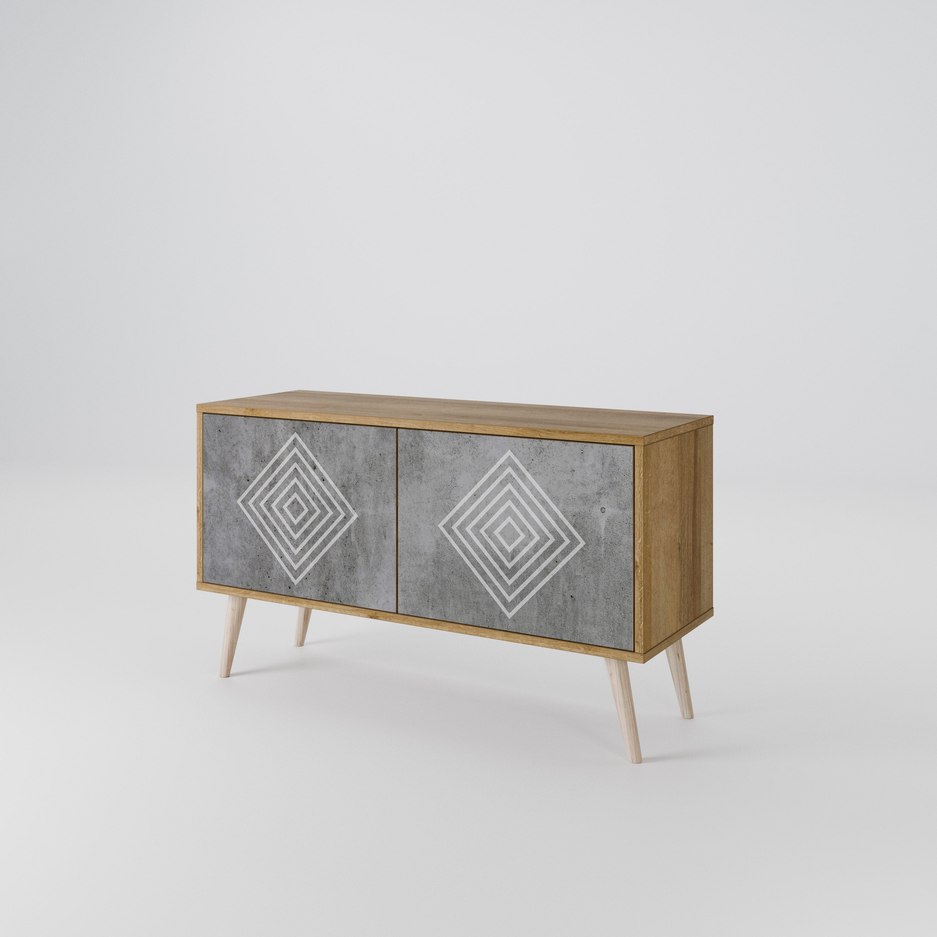 POLYGONAL ARTISTRY Kompaktowa szafka RTV 2-drzwiowa