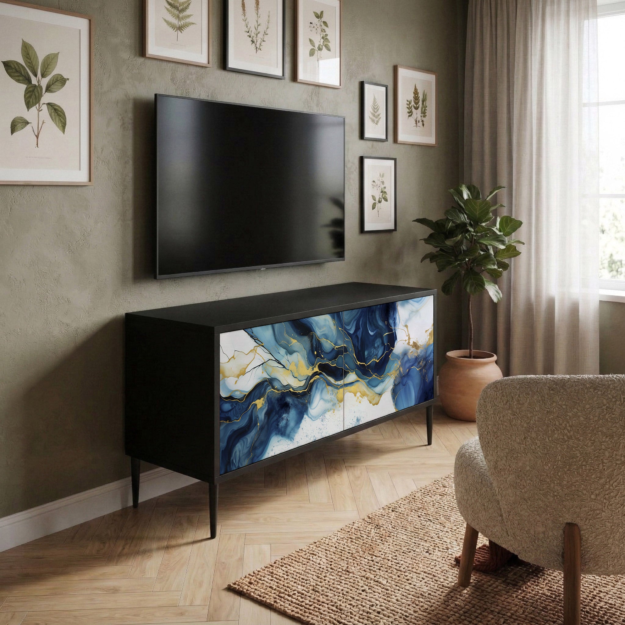INKY MARBLE Kompaktowa szafka RTV 2-drzwiowa