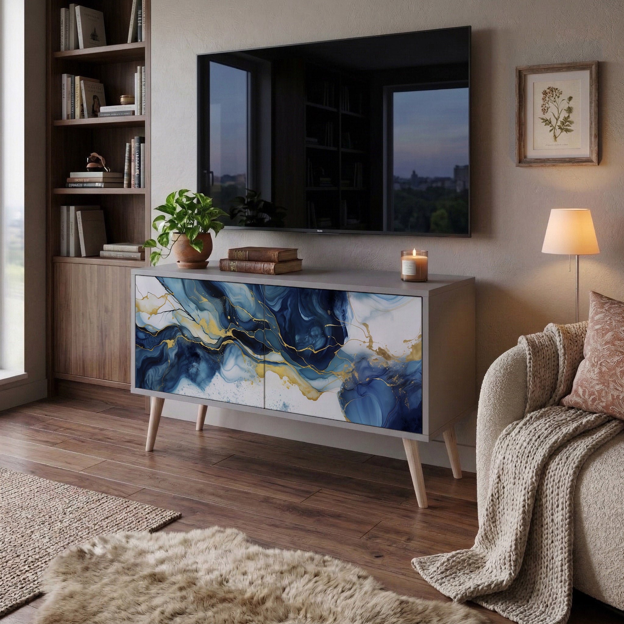 INKY MARBLE Kompaktowa szafka RTV 2-drzwiowa