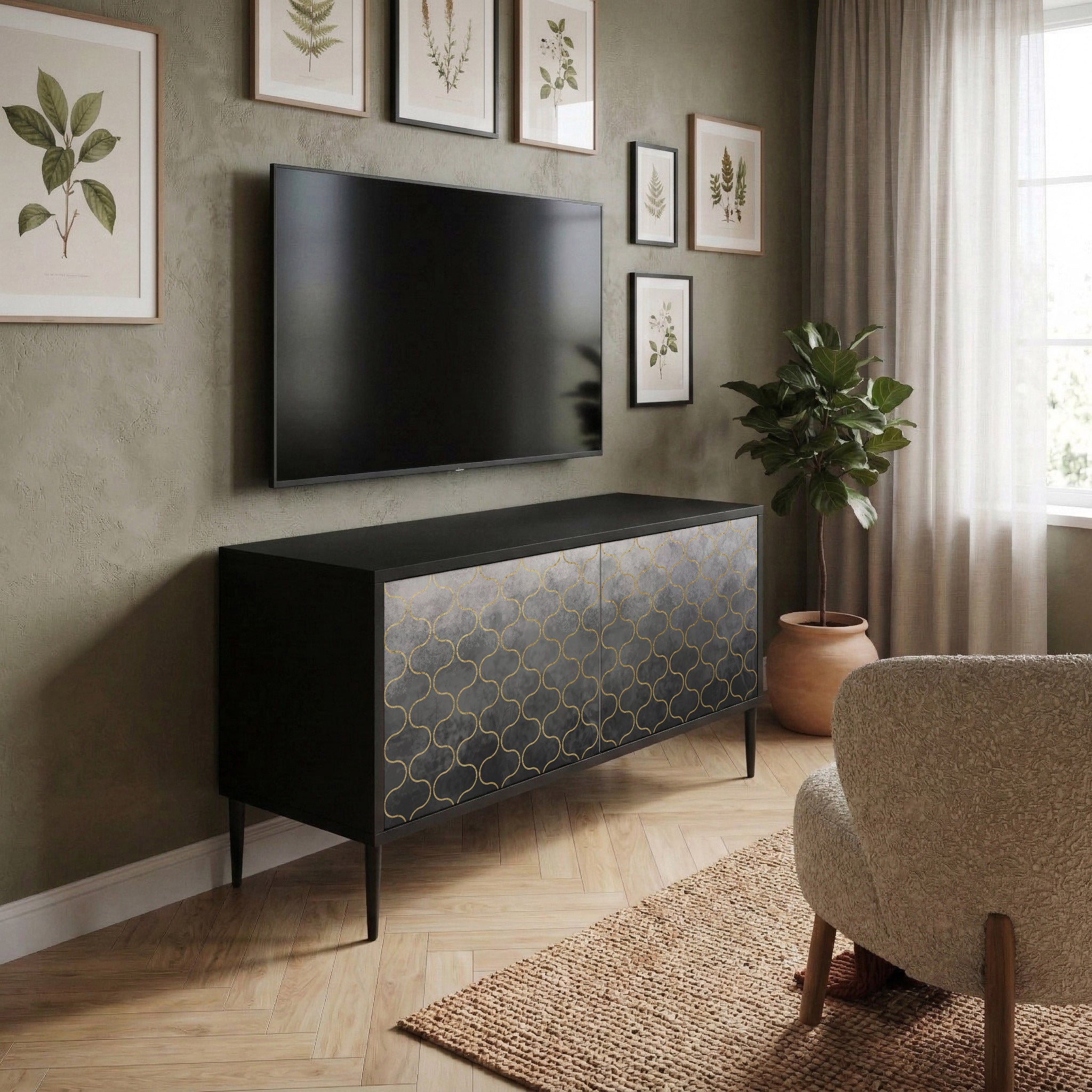 TESSELATED GRAYISH Kompaktowa szafka RTV 2-drzwiowa