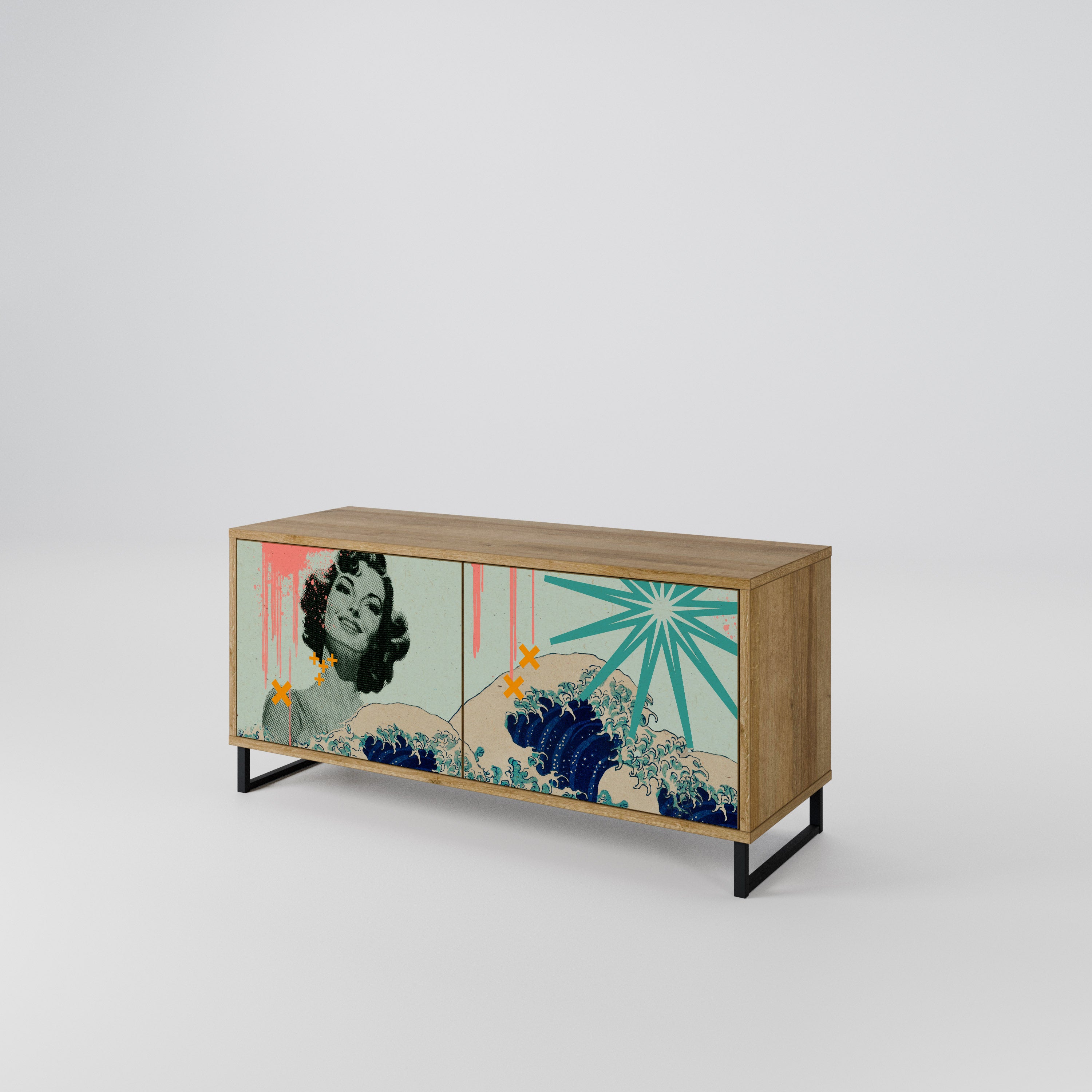 KANAGAWA BEAUTY Kompaktowa szafka RTV 2-drzwiowa