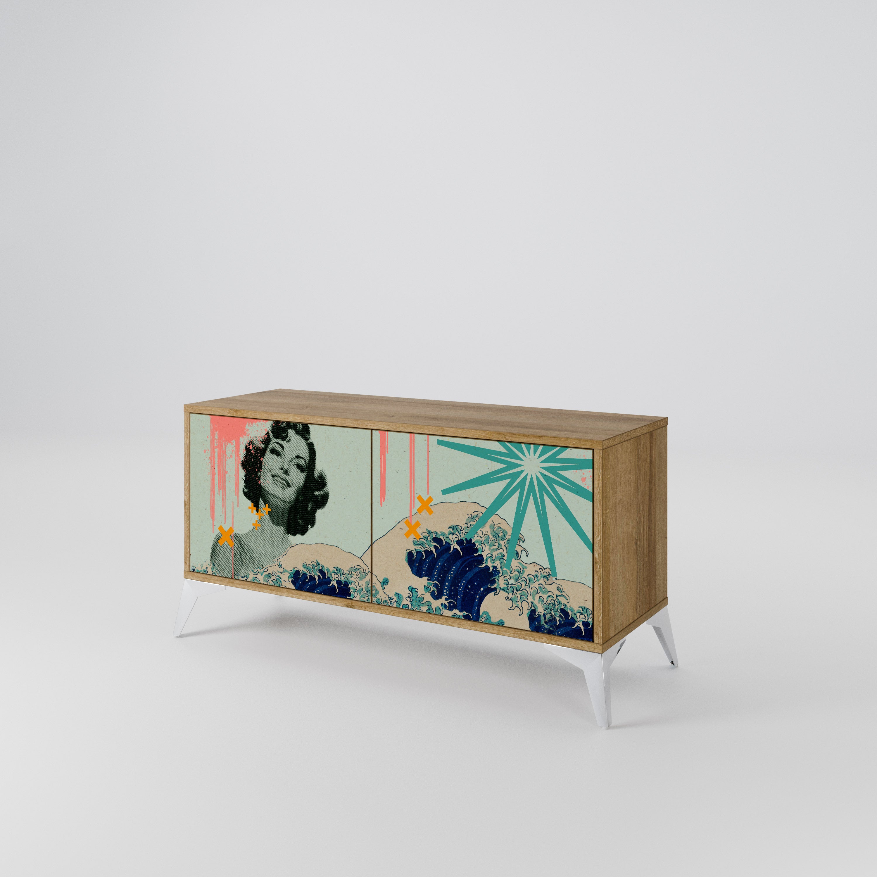 KANAGAWA BEAUTY Kompaktowa szafka RTV 2-drzwiowa
