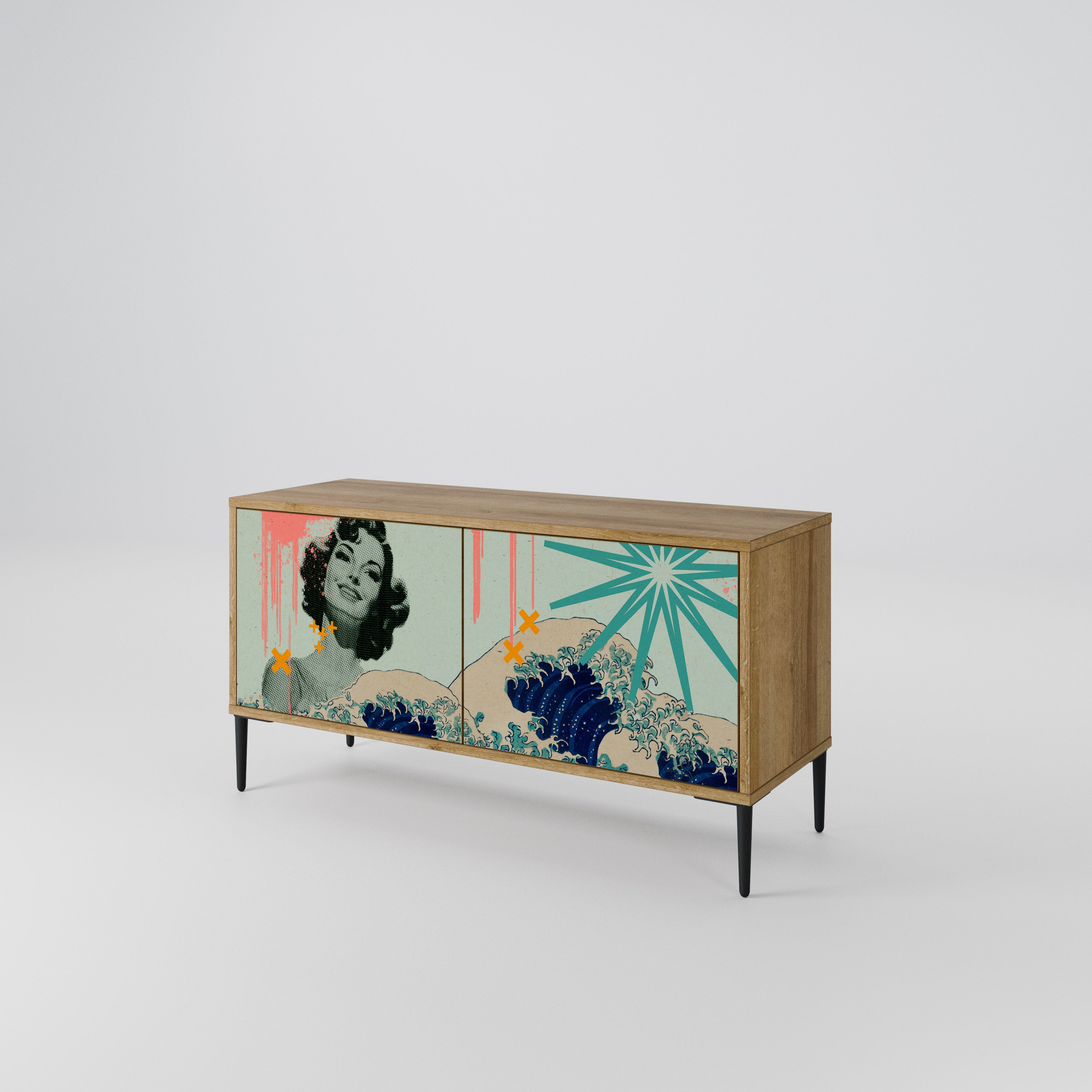 KANAGAWA BEAUTY Kompaktowa szafka RTV 2-drzwiowa