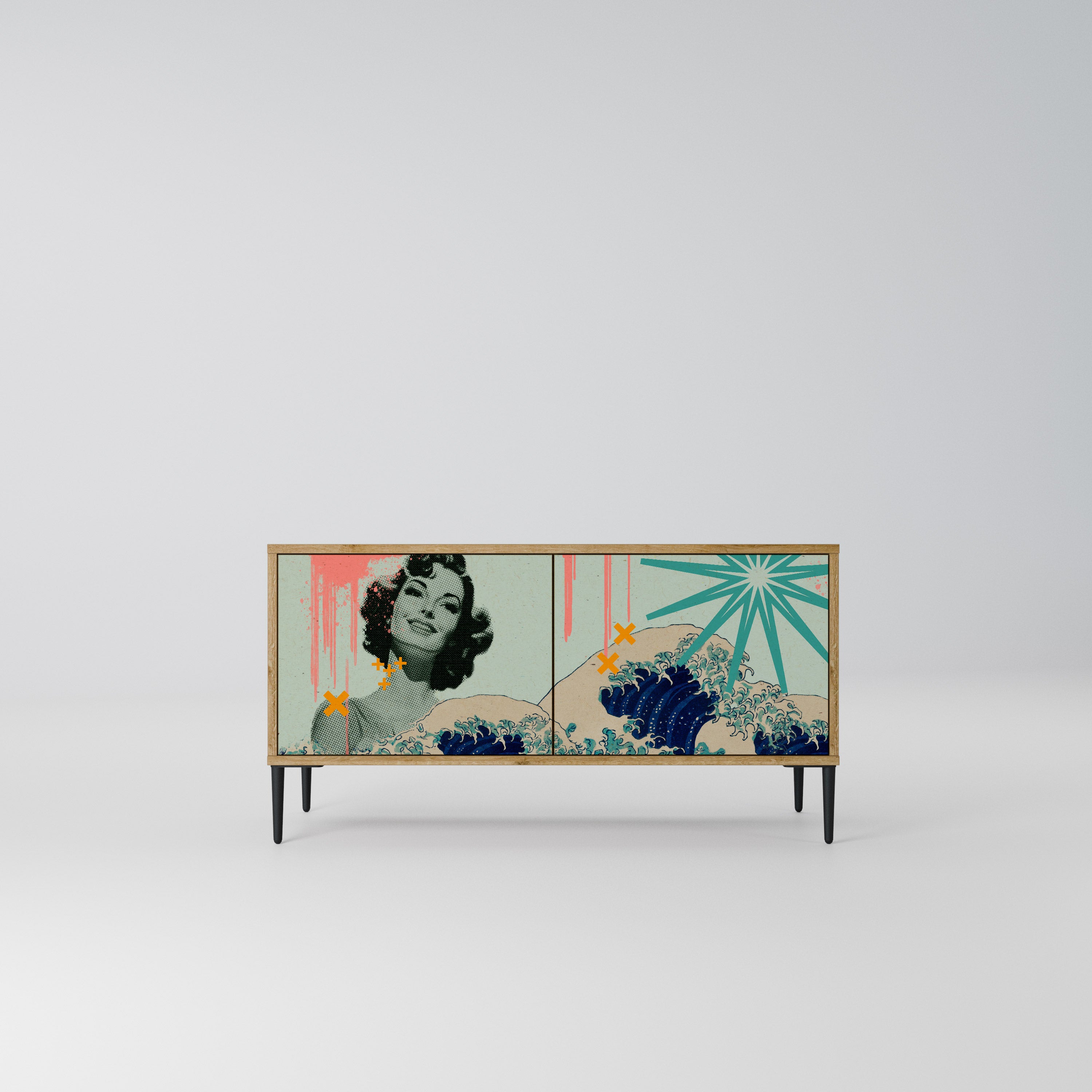 KANAGAWA BEAUTY Kompaktowa szafka RTV 2-drzwiowa