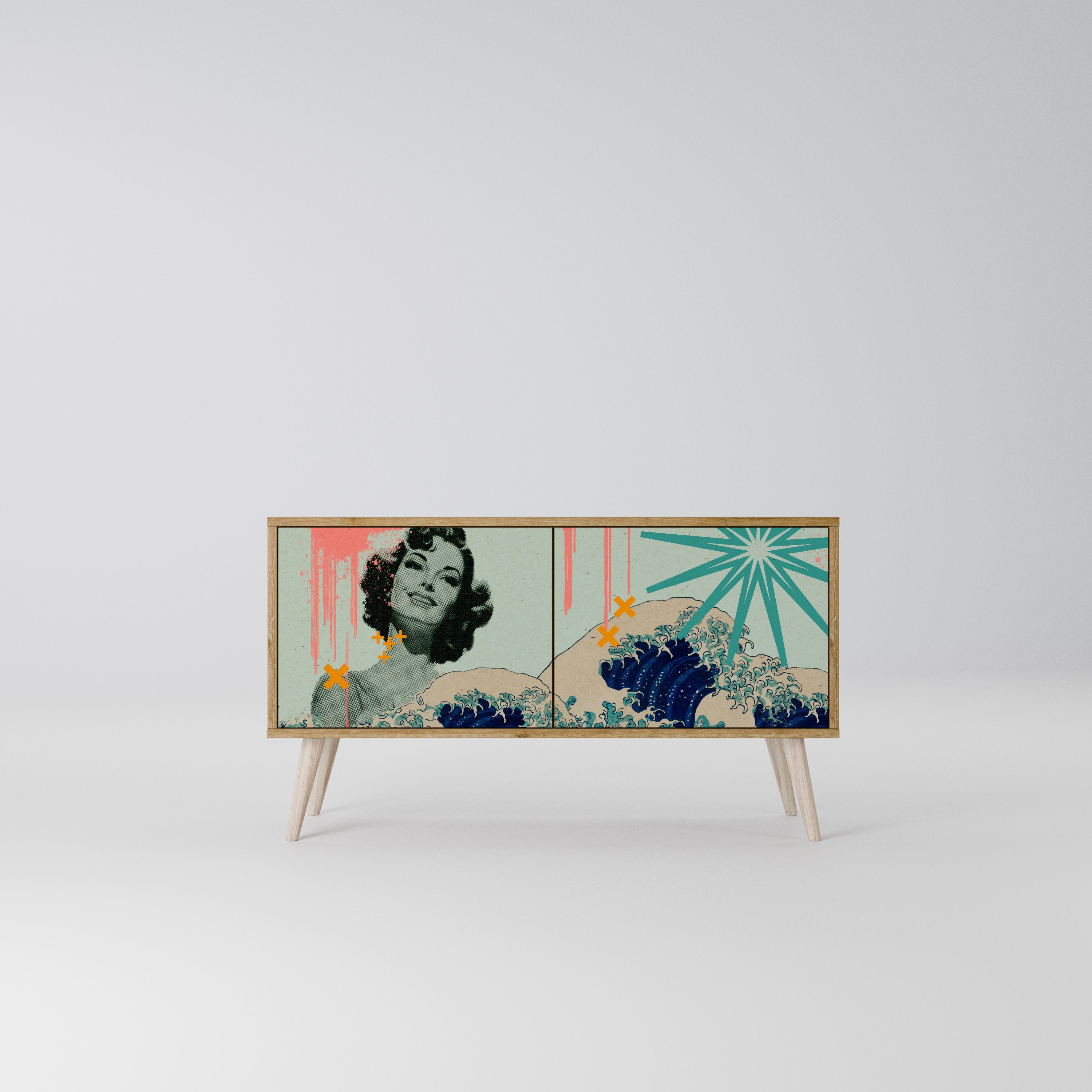 KANAGAWA BEAUTY Kompaktowa szafka RTV 2-drzwiowa