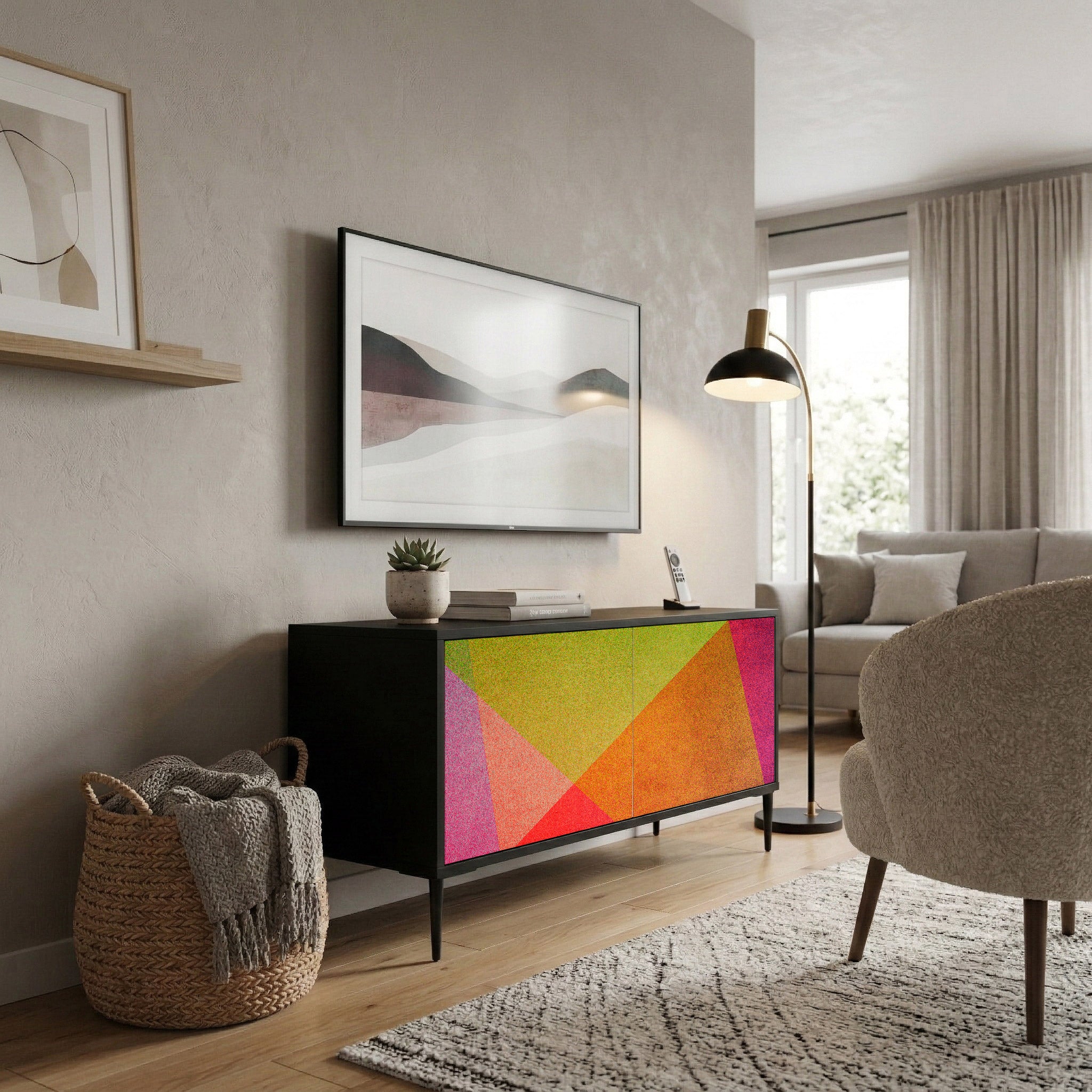 VIVID GEOMETRY Kompaktowa szafka RTV 2-drzwiowa