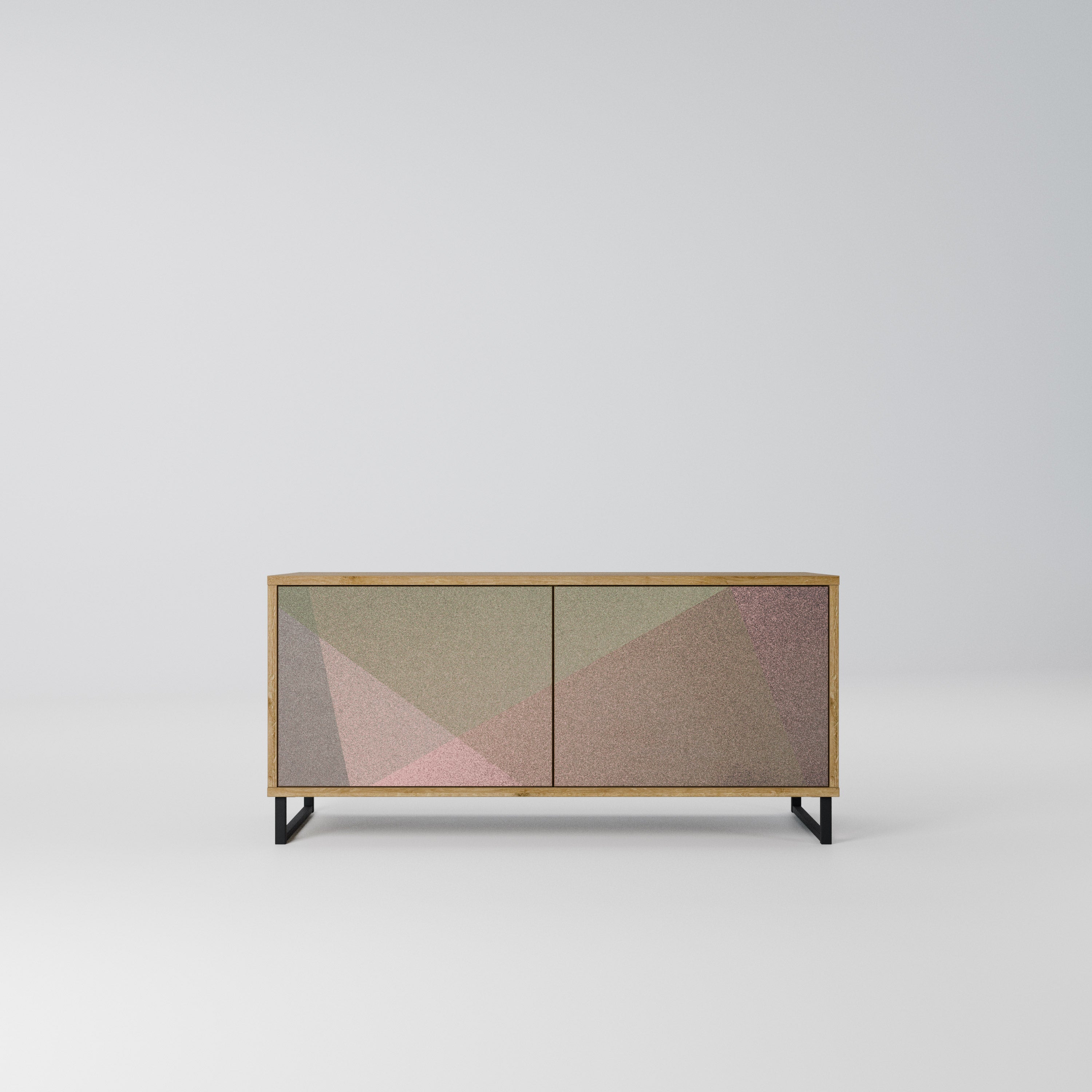 BEIGE GEOMETRY Kompaktowa szafka RTV 2-drzwiowa