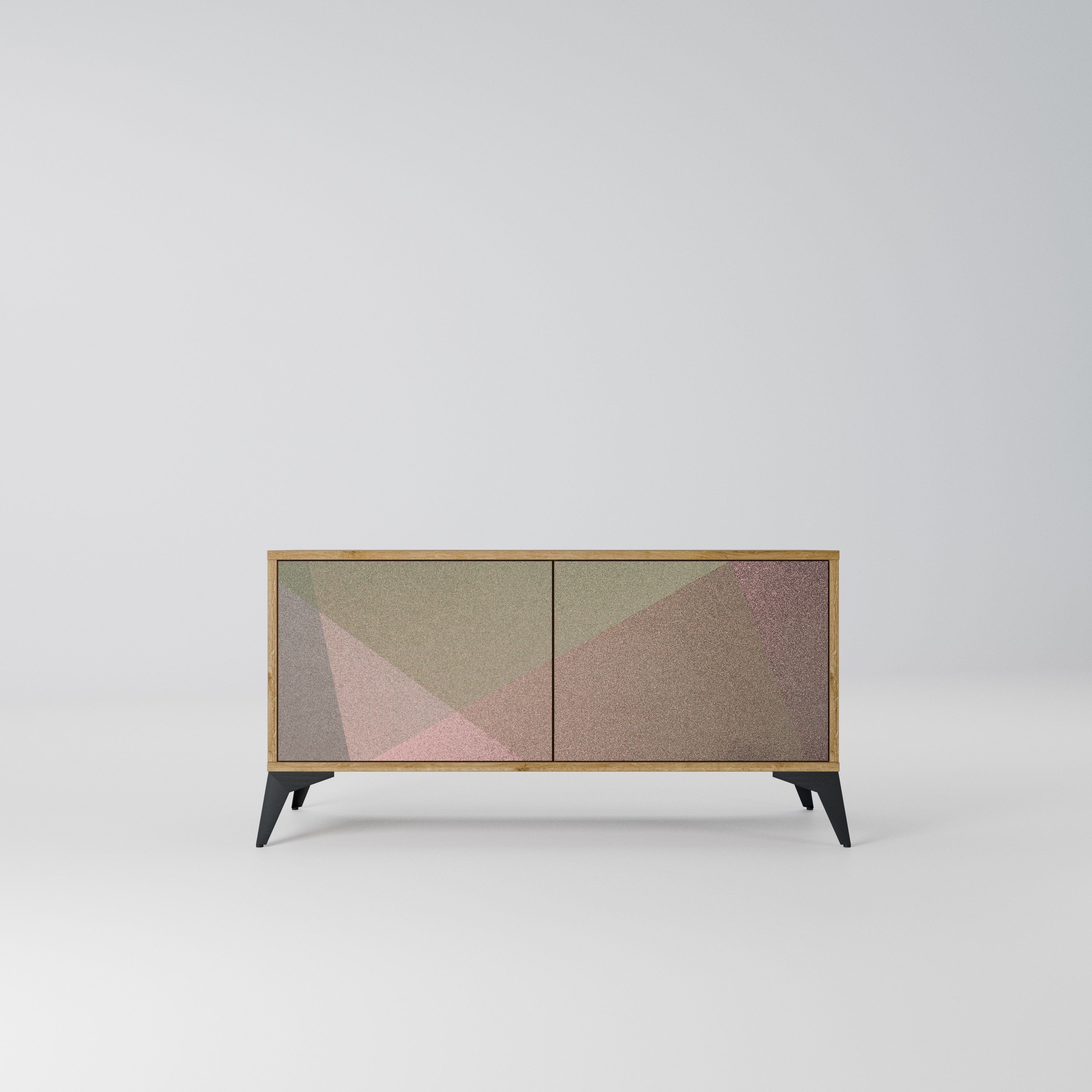 BEIGE GEOMETRY Kompaktowa szafka RTV 2-drzwiowa