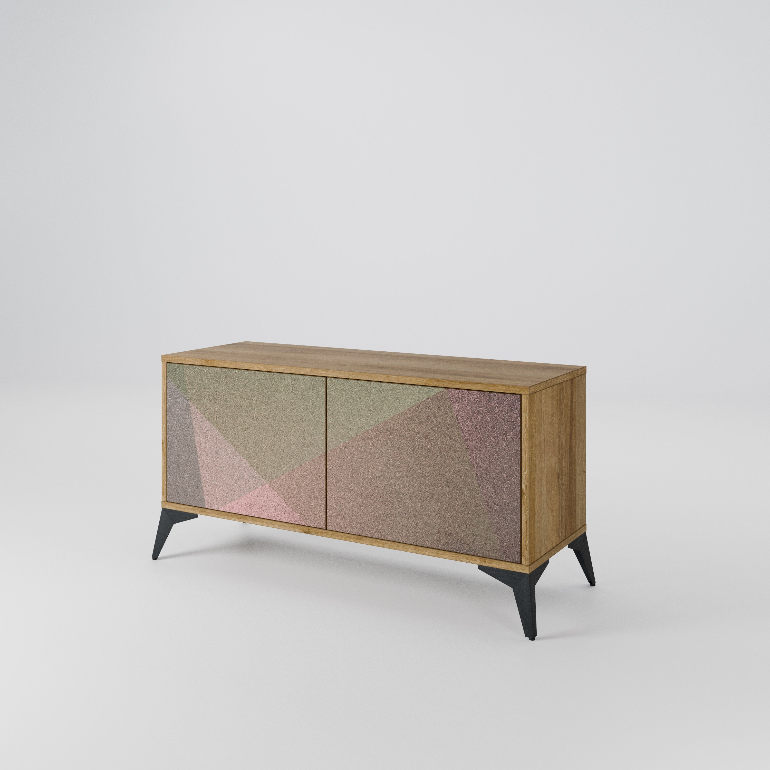 BEIGE GEOMETRY Kompaktowa szafka RTV 2-drzwiowa