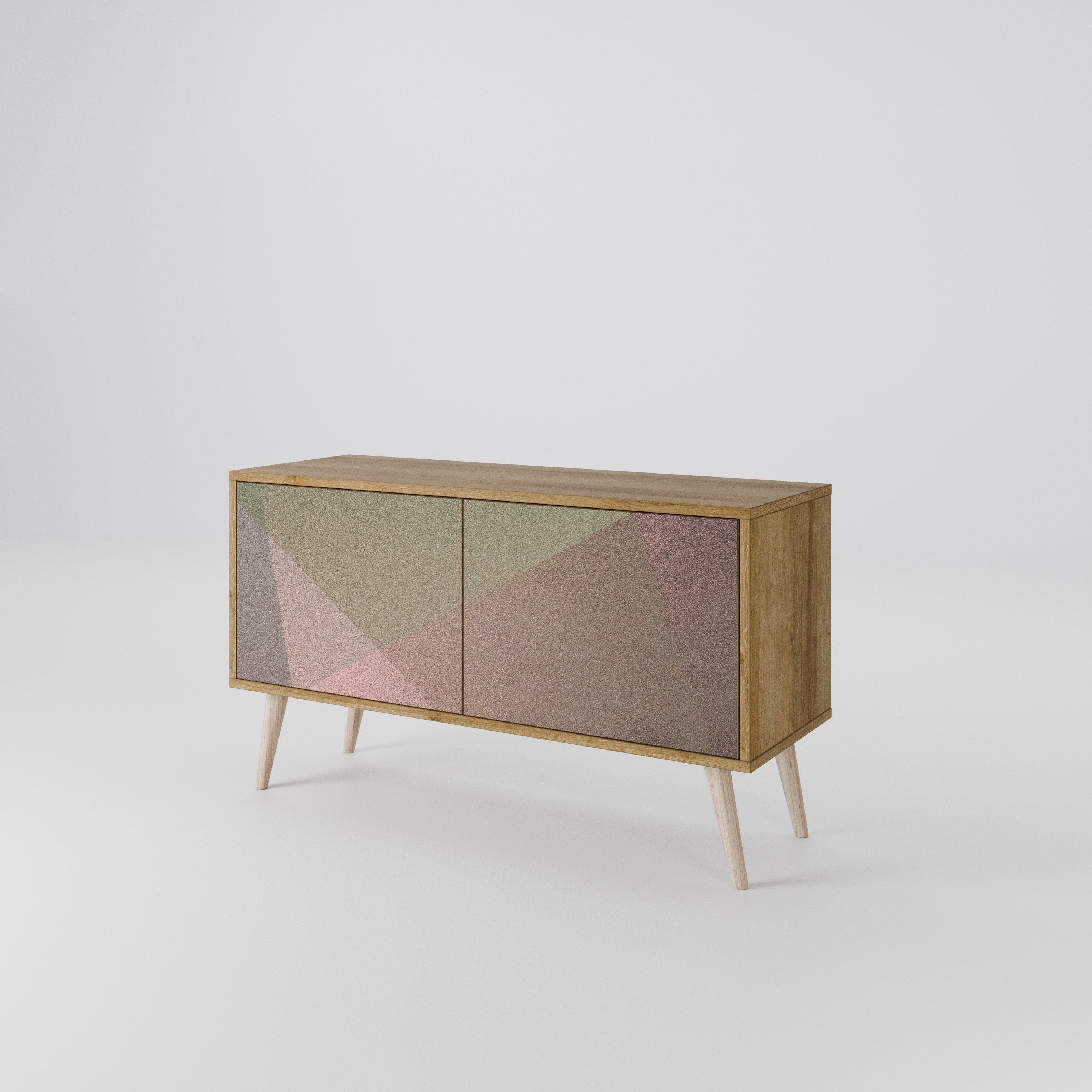 BEIGE GEOMETRY Kompaktowa szafka RTV 2-drzwiowa