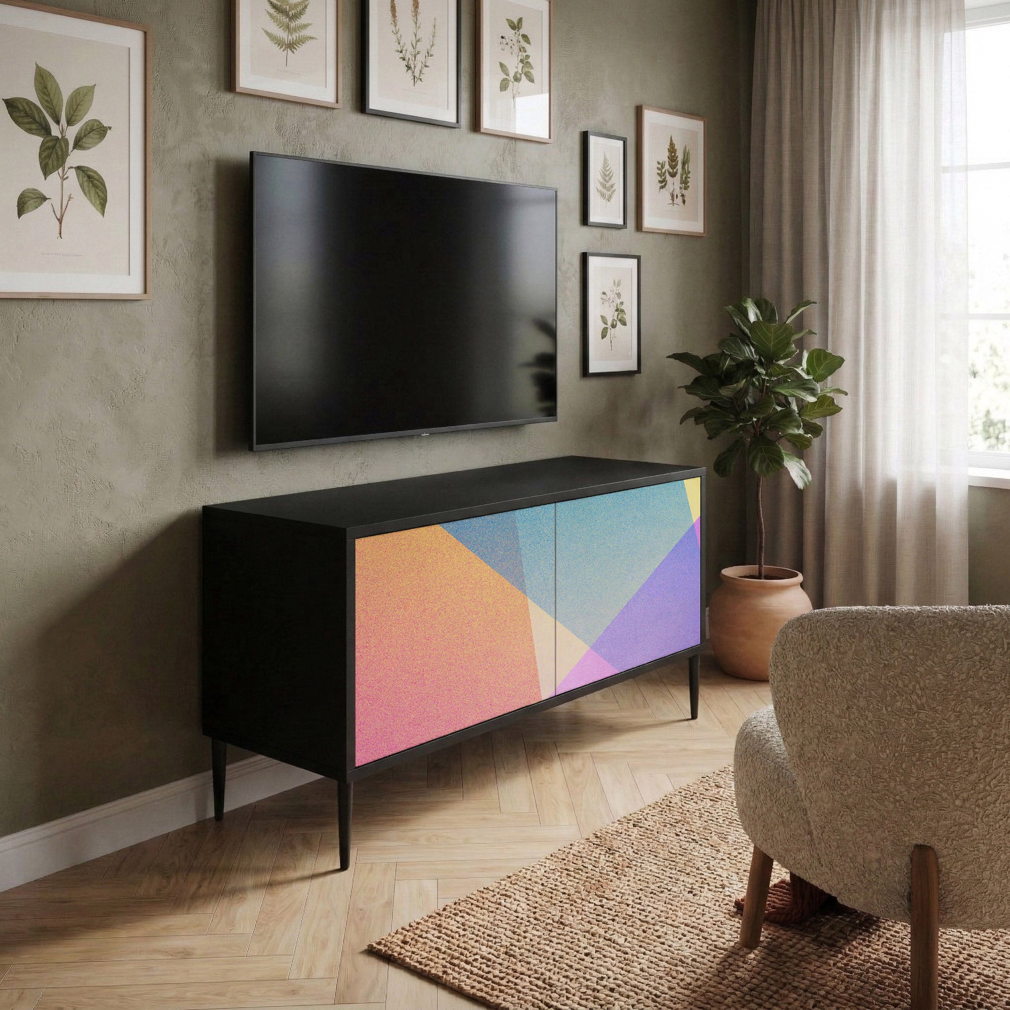 BRIGHT GEOMETRY Kompaktowa szafka RTV 2-drzwiowa