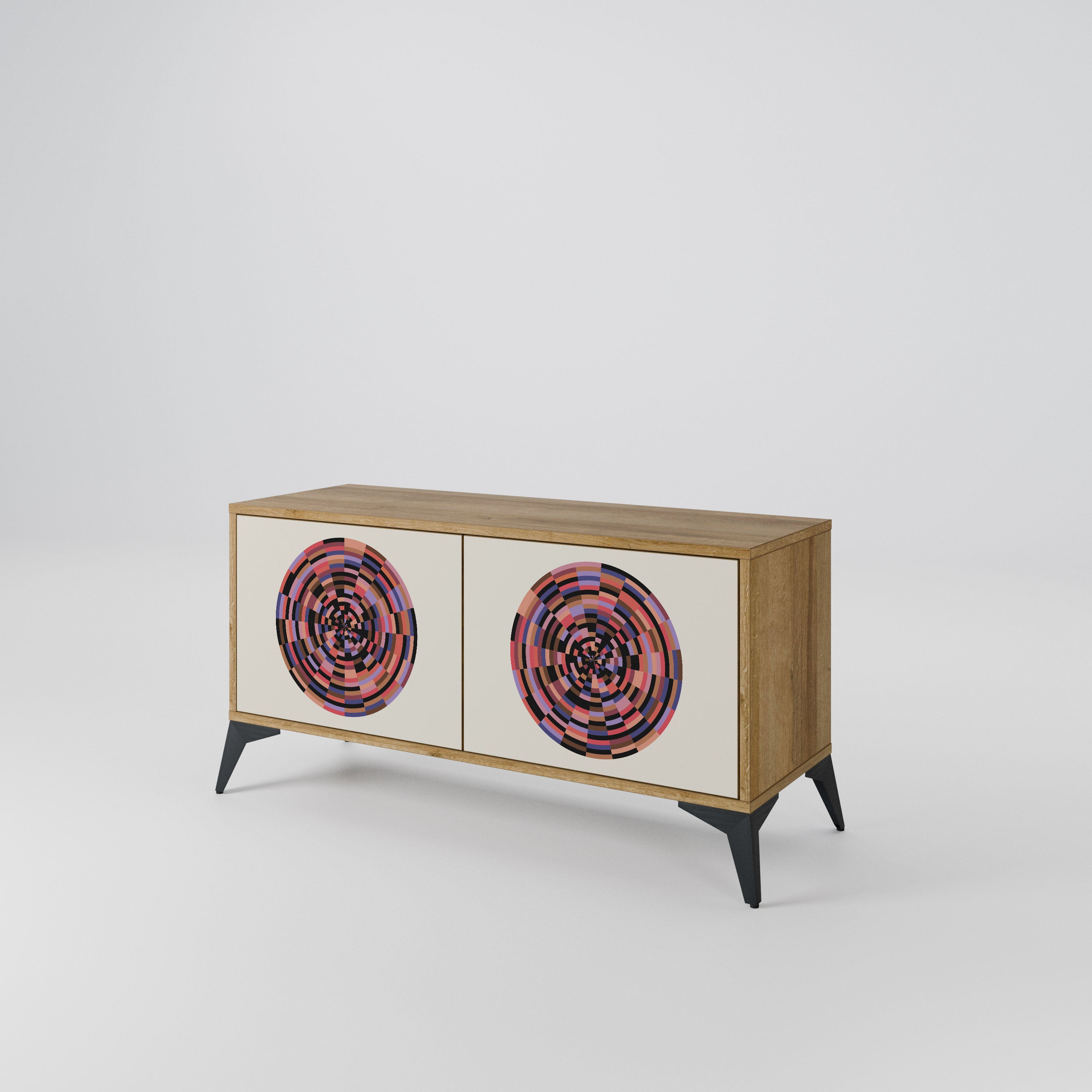 BROWN CIRCLES Kompaktowa szafka RTV 2-drzwiowa