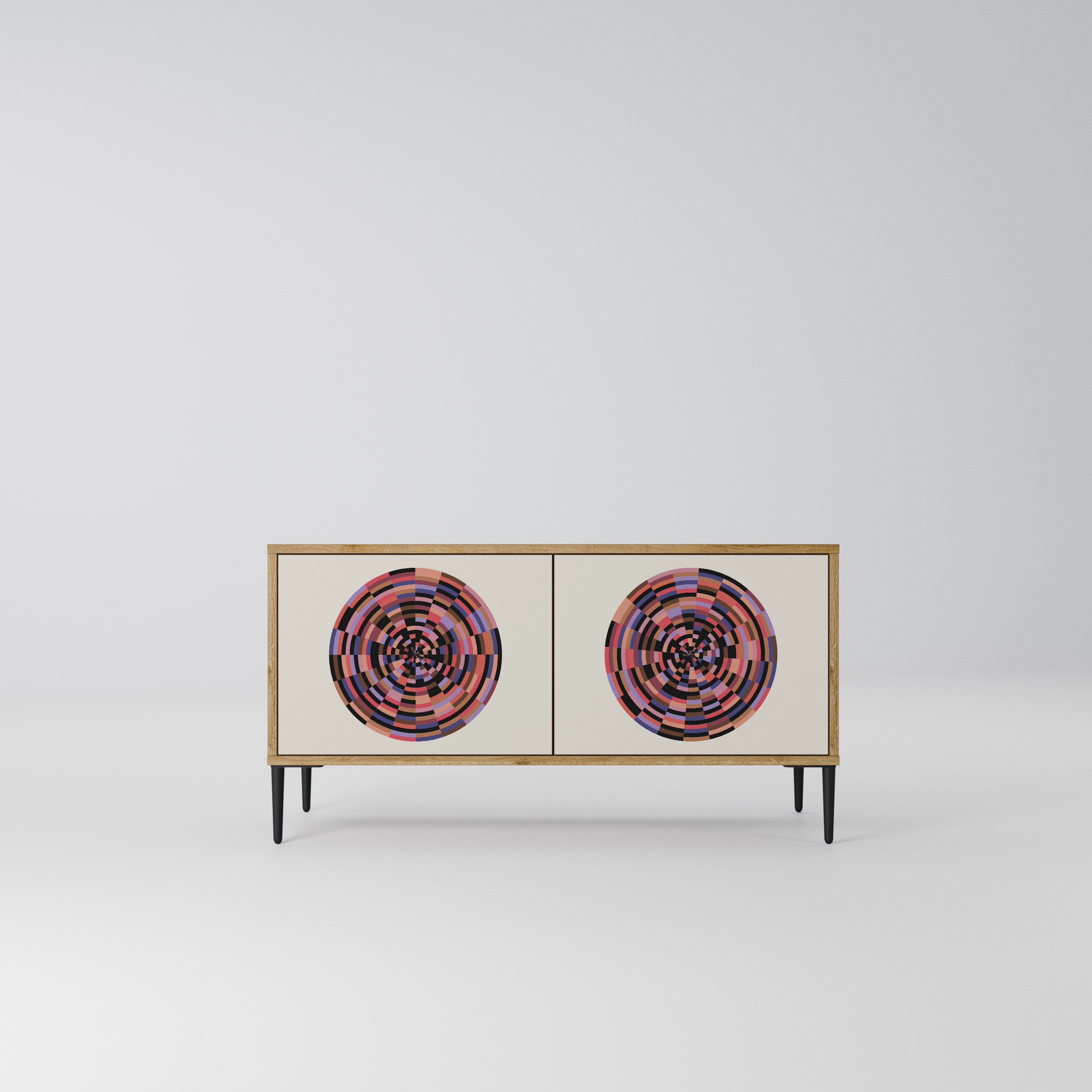 BROWN CIRCLES Kompaktowa szafka RTV 2-drzwiowa