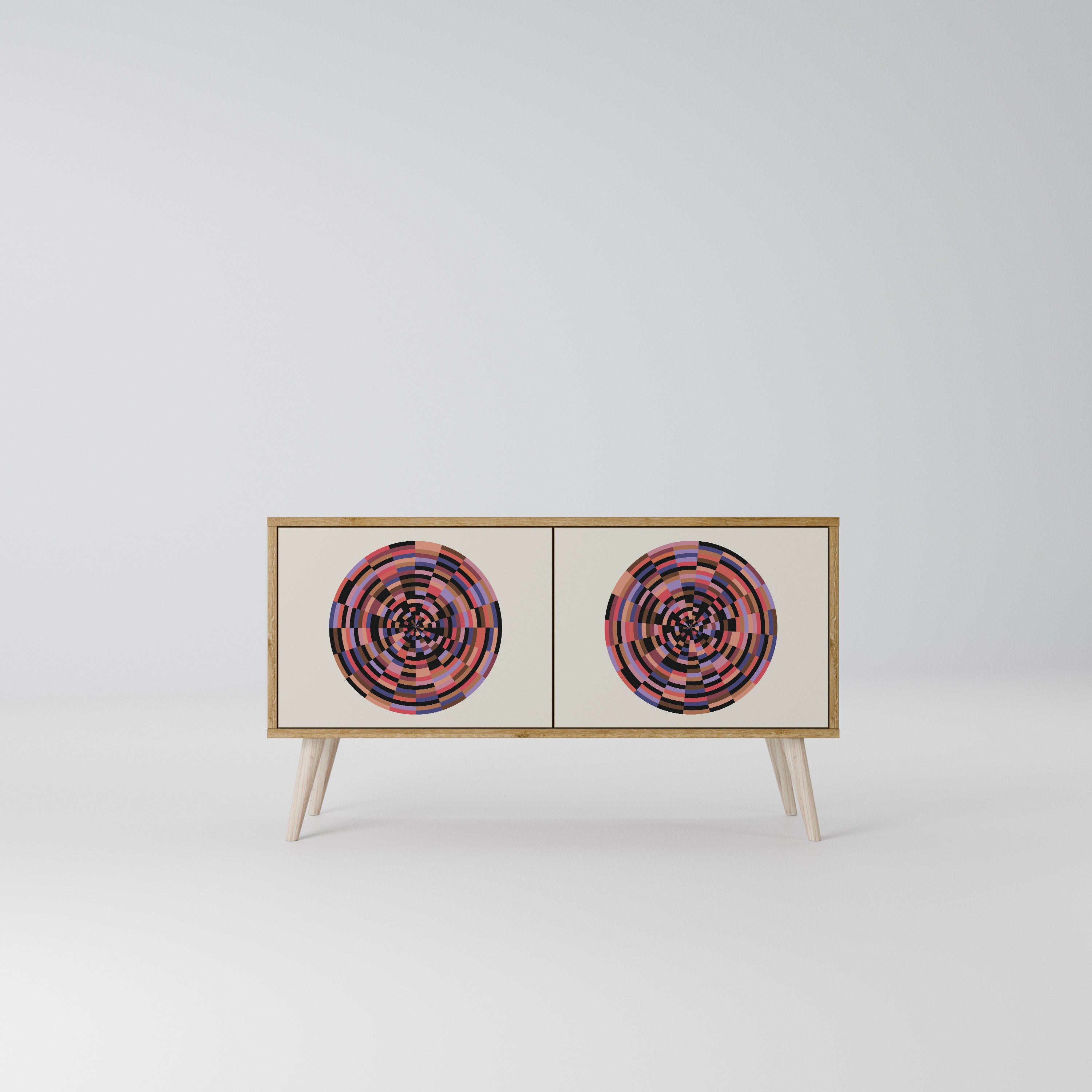 BROWN CIRCLES Kompaktowa szafka RTV 2-drzwiowa