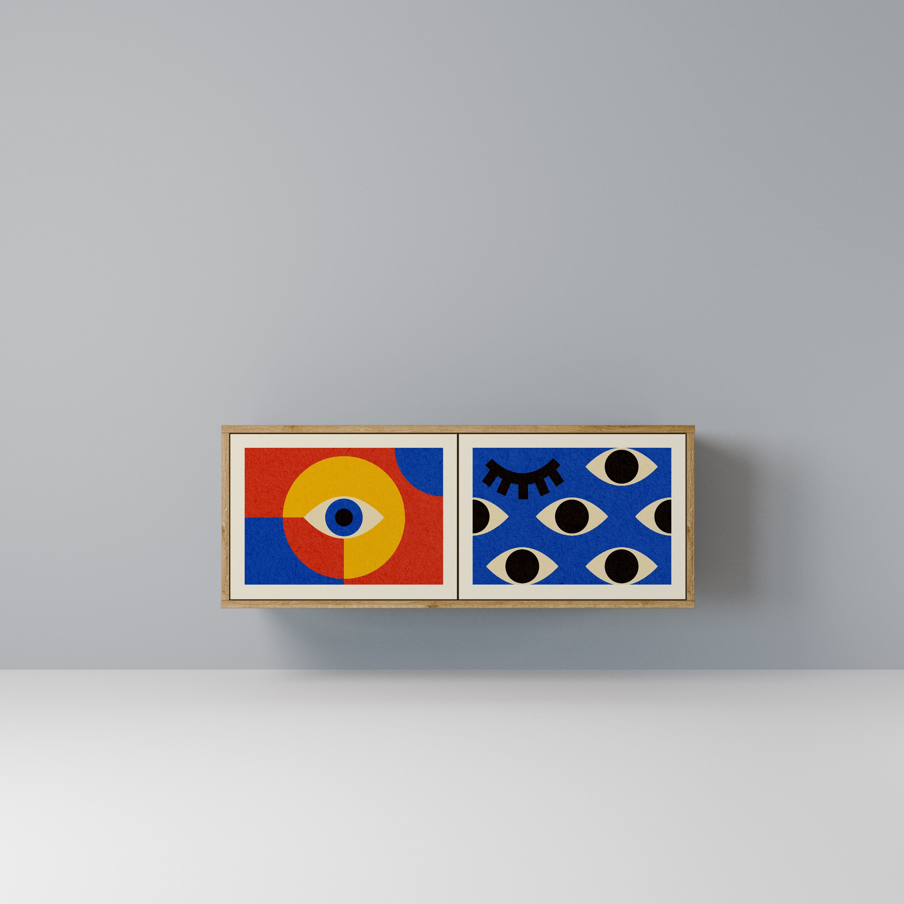 GEOMETRIC EYES Kompaktowa szafka RTV 2-drzwiowa