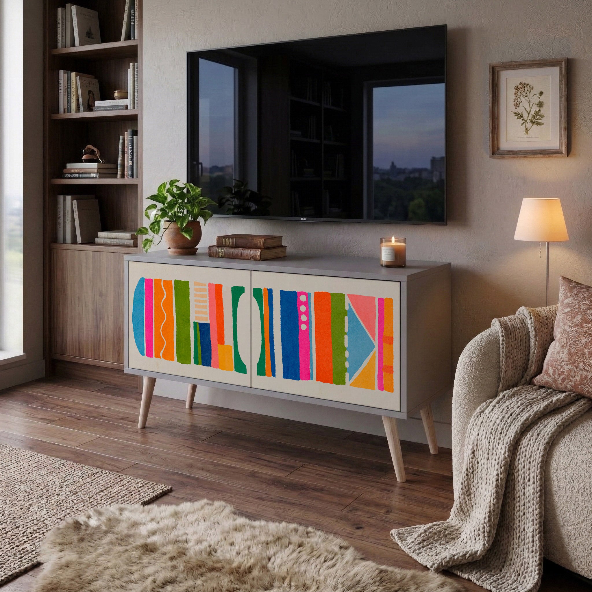 GEOMETRIC SHINE Kompaktowa szafka RTV 2-drzwiowa