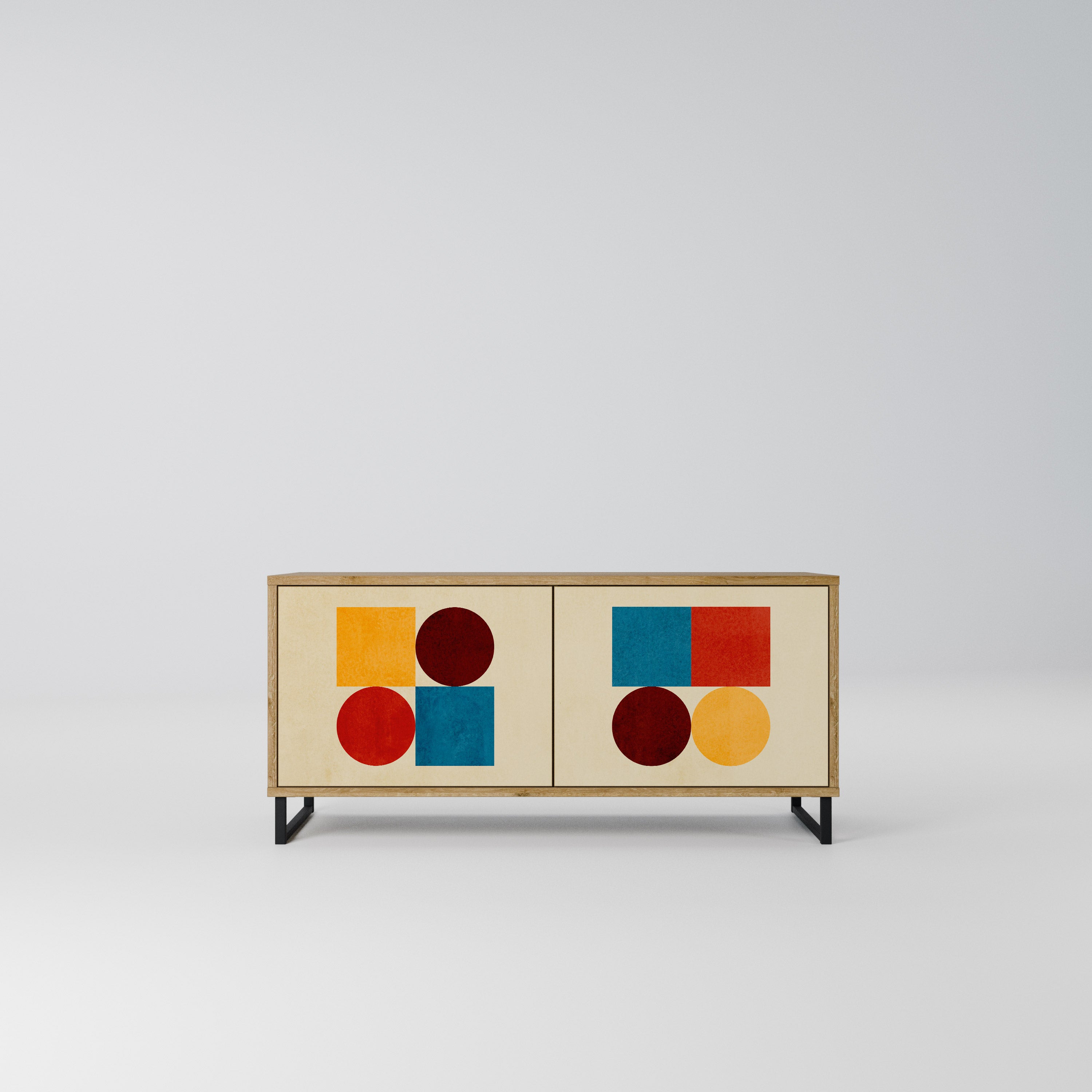 GEOMETRIC PUZZLE Kompaktowa szafka RTV 2-drzwiowa