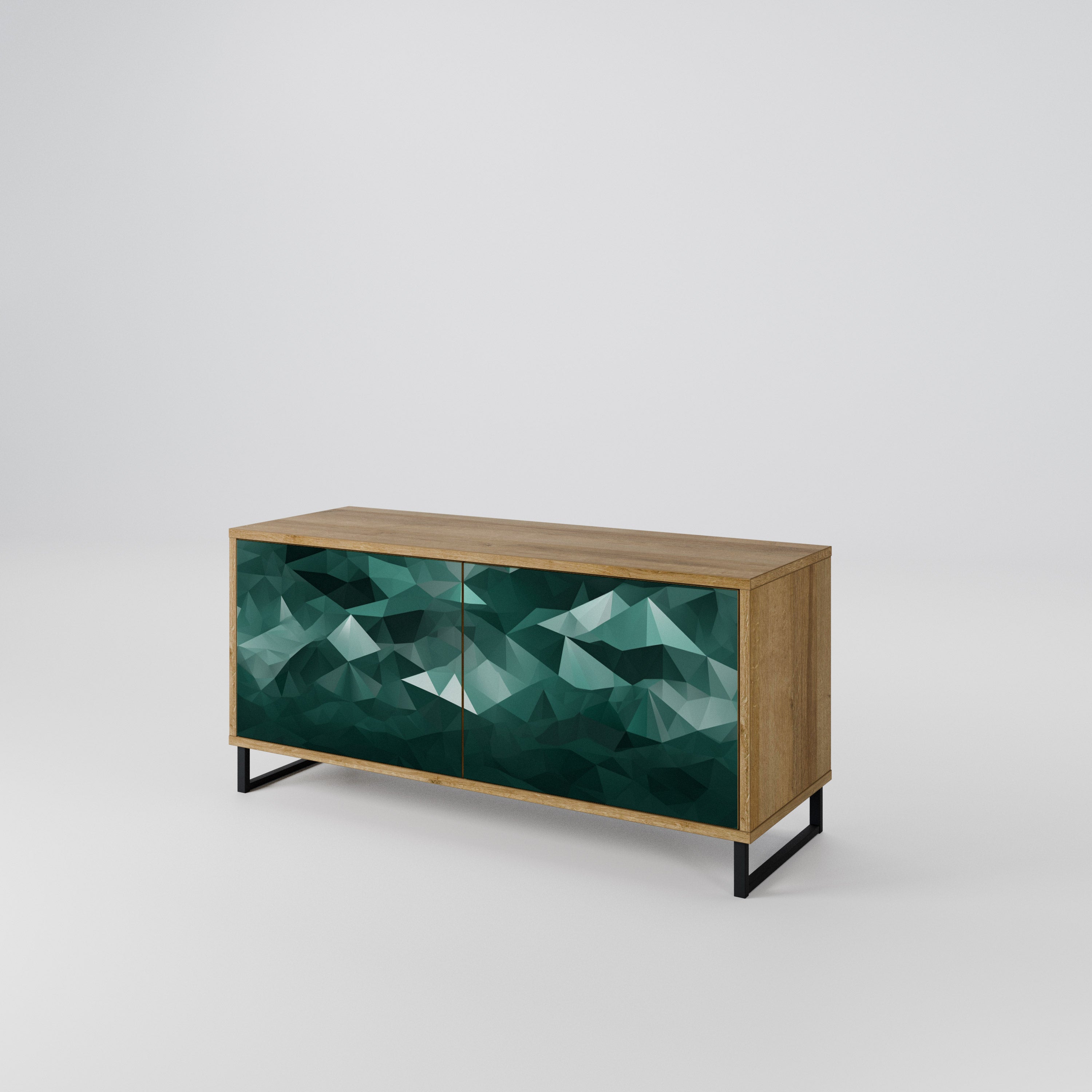 POLYGONAL FLOATING Kompaktowa szafka RTV 2-drzwiowa