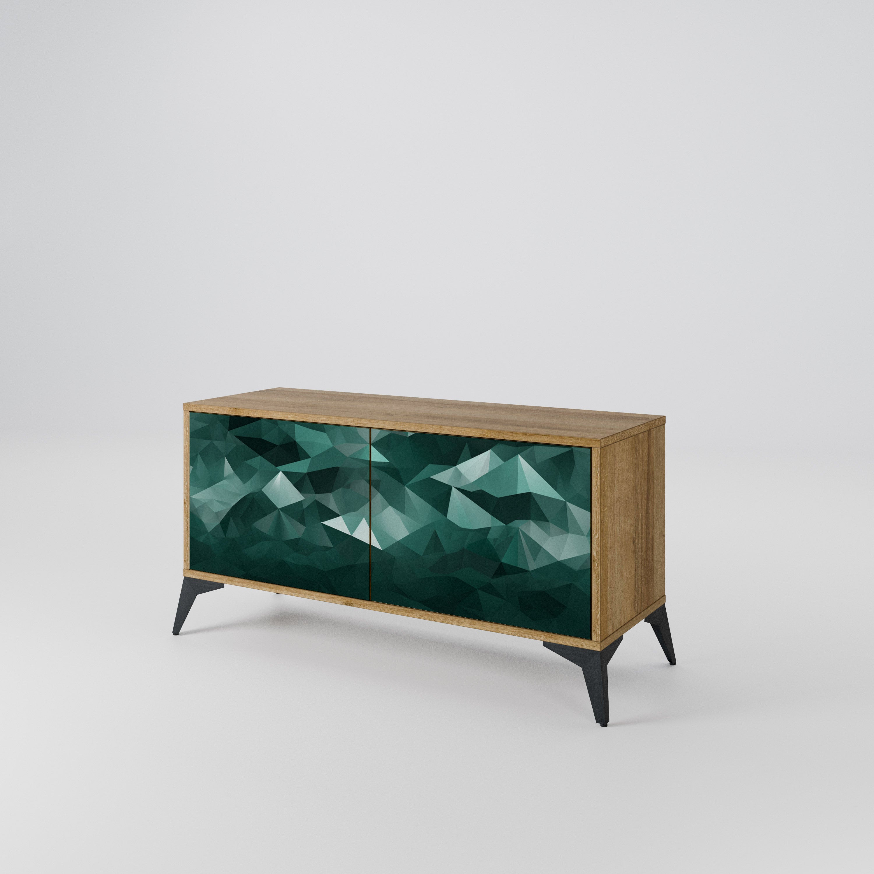 POLYGONAL FLOATING Kompaktowa szafka RTV 2-drzwiowa