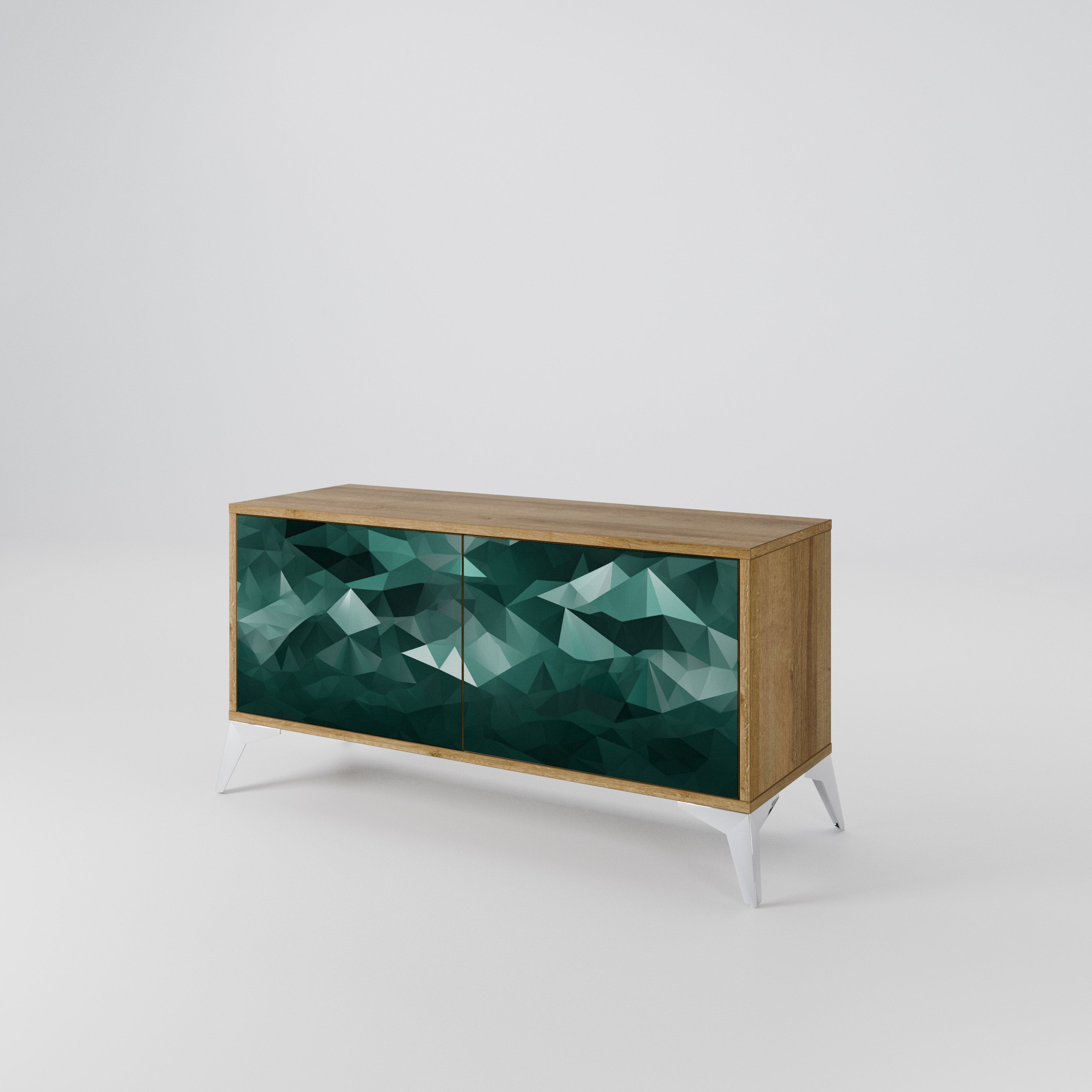 POLYGONAL FLOATING Kompaktowa szafka RTV 2-drzwiowa