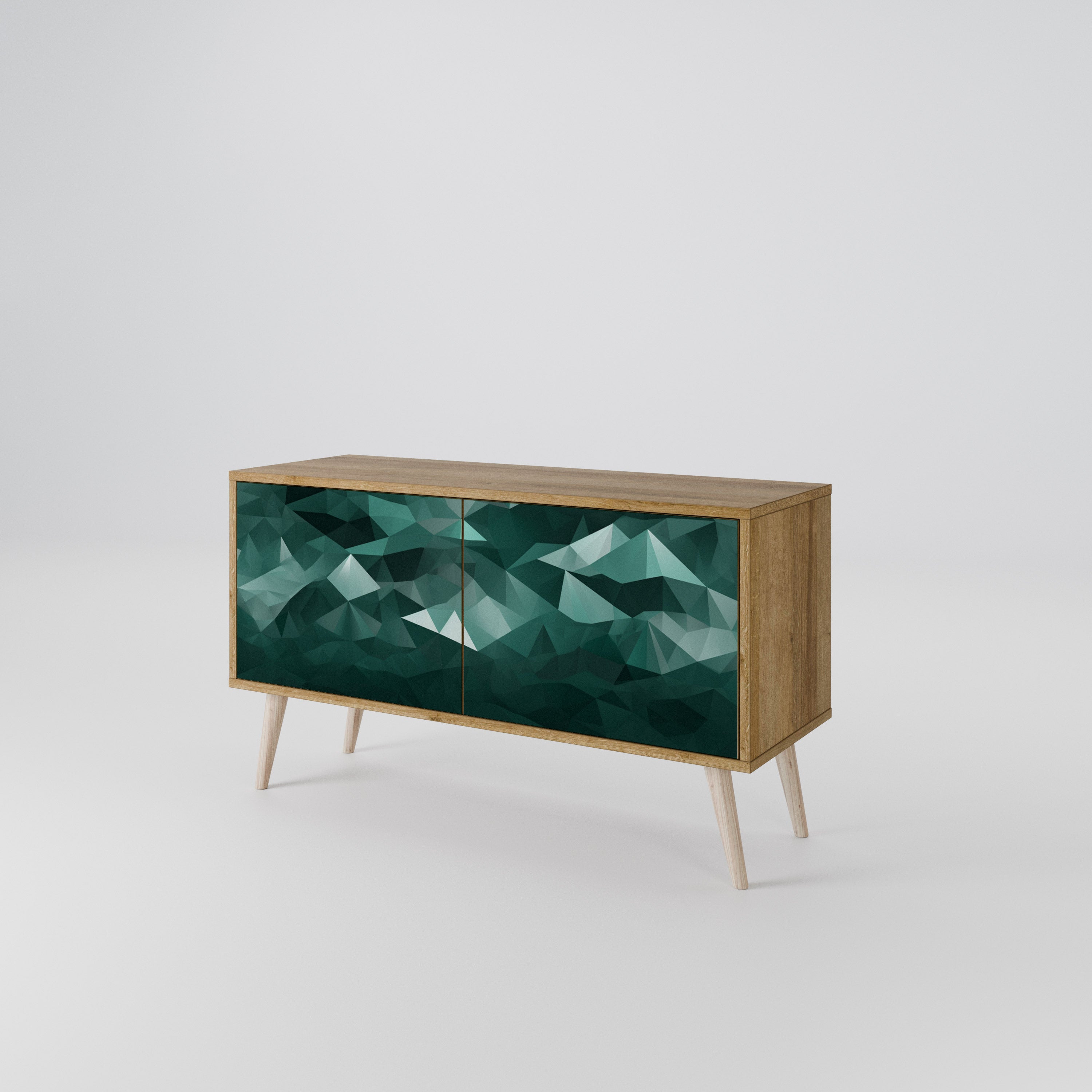 POLYGONAL FLOATING Kompaktowa szafka RTV 2-drzwiowa