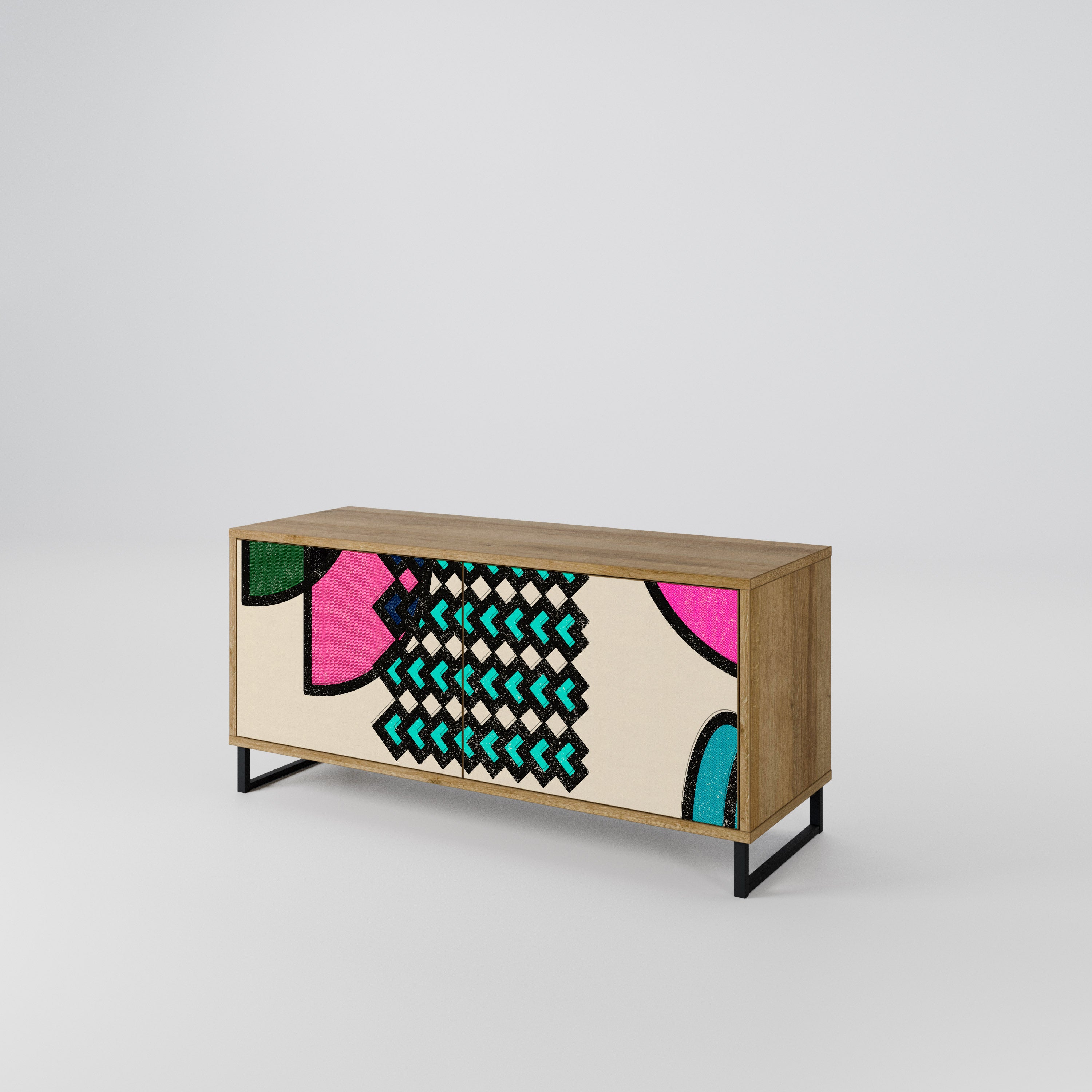 GEOMETRIC RHAPSODY Kompaktowa szafka RTV 2-drzwiowa