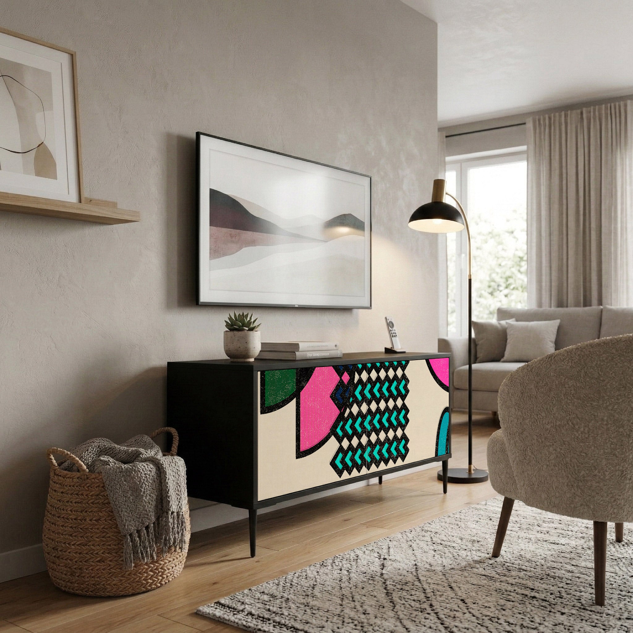 GEOMETRIC RHAPSODY Kompaktowa szafka RTV 2-drzwiowa