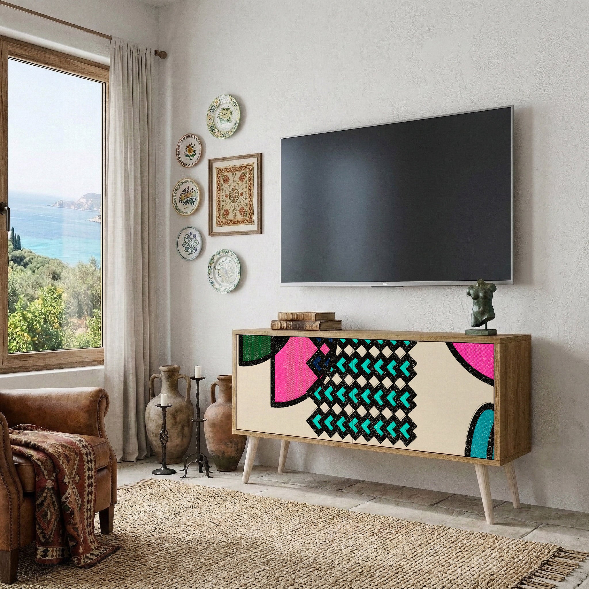 GEOMETRIC RHAPSODY Kompaktowa szafka RTV 2-drzwiowa
