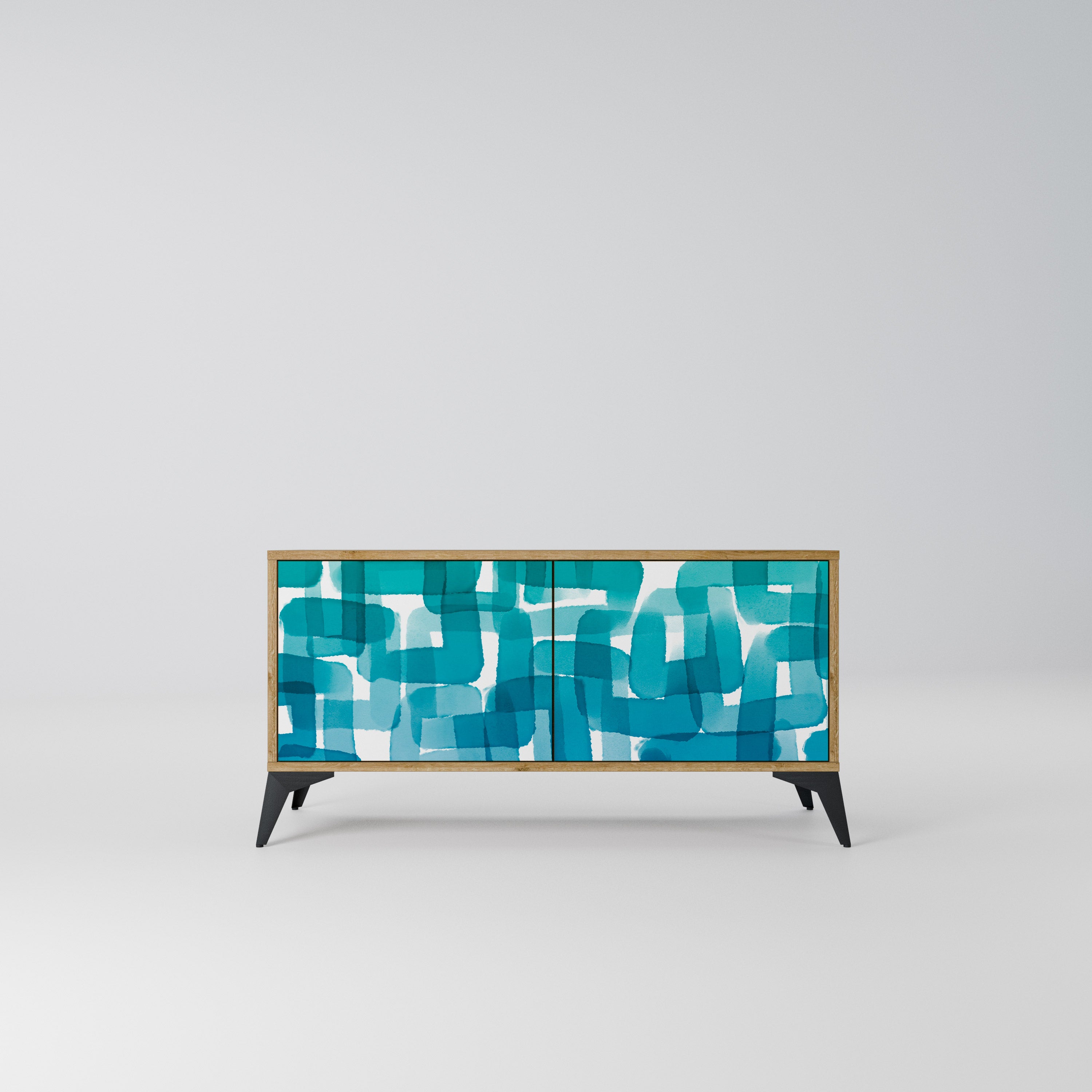 TURQUOISE RECTANGLES Kompaktowa szafka RTV 2-drzwiowa