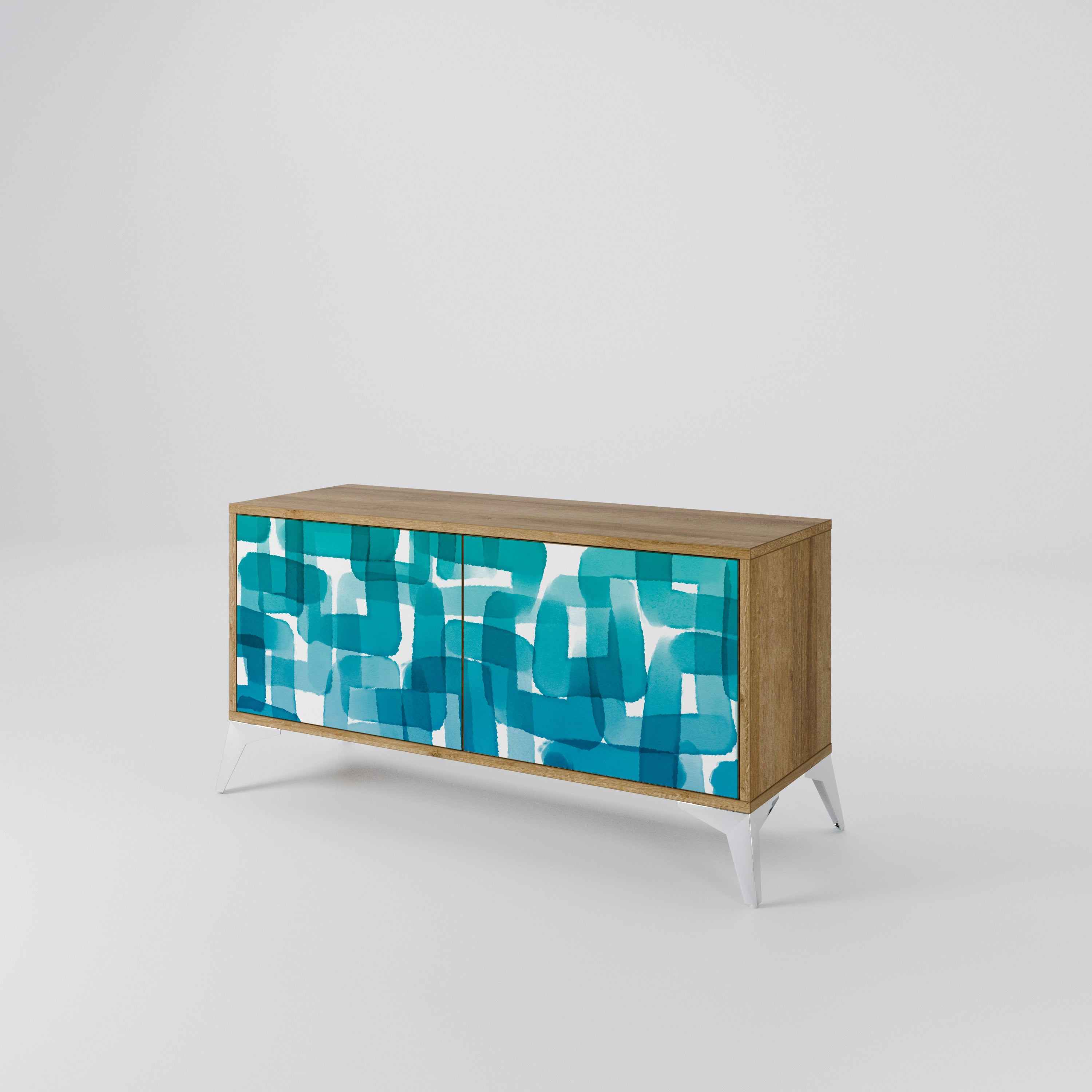 TURQUOISE RECTANGLES Kompaktowa szafka RTV 2-drzwiowa