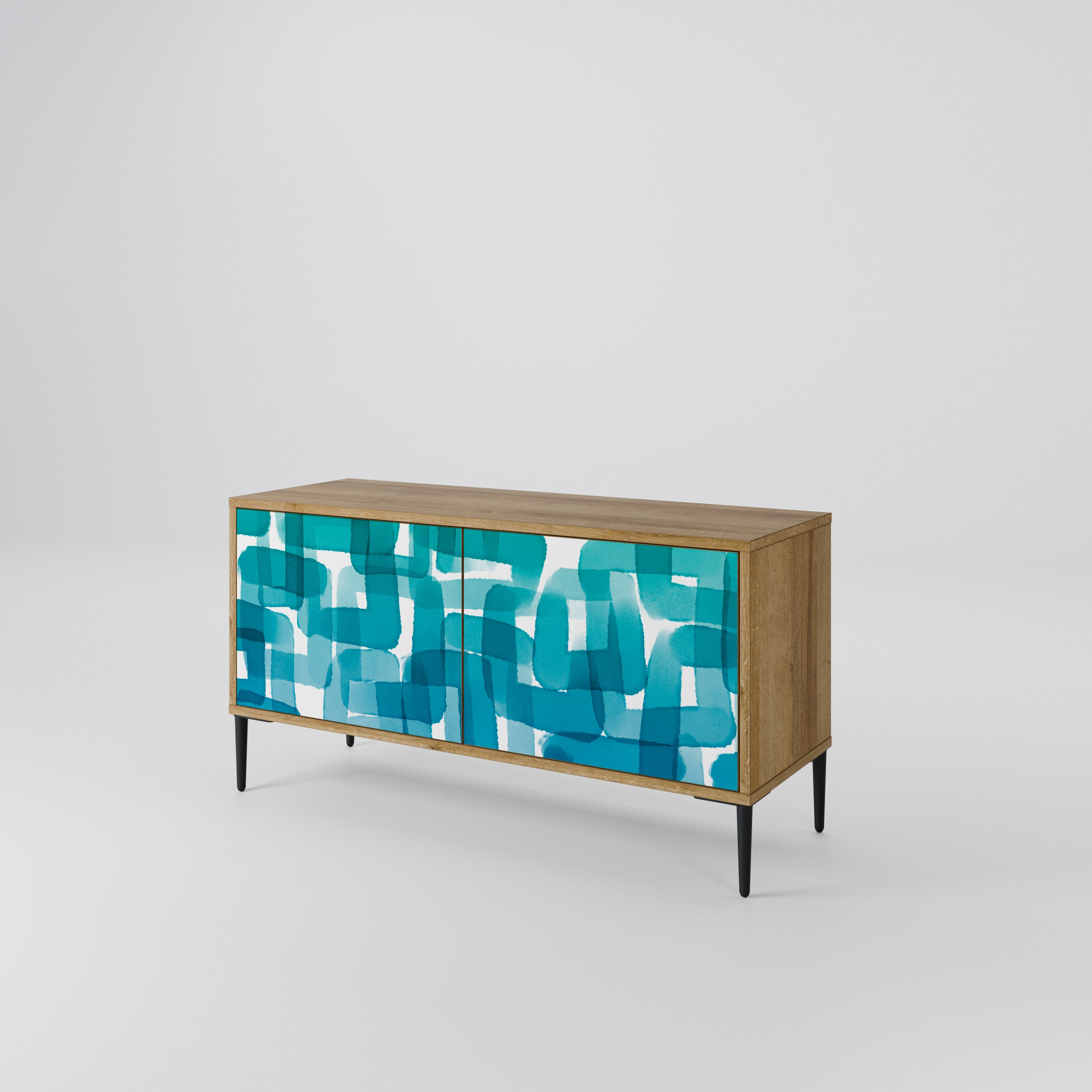 TURQUOISE RECTANGLES Kompaktowa szafka RTV 2-drzwiowa
