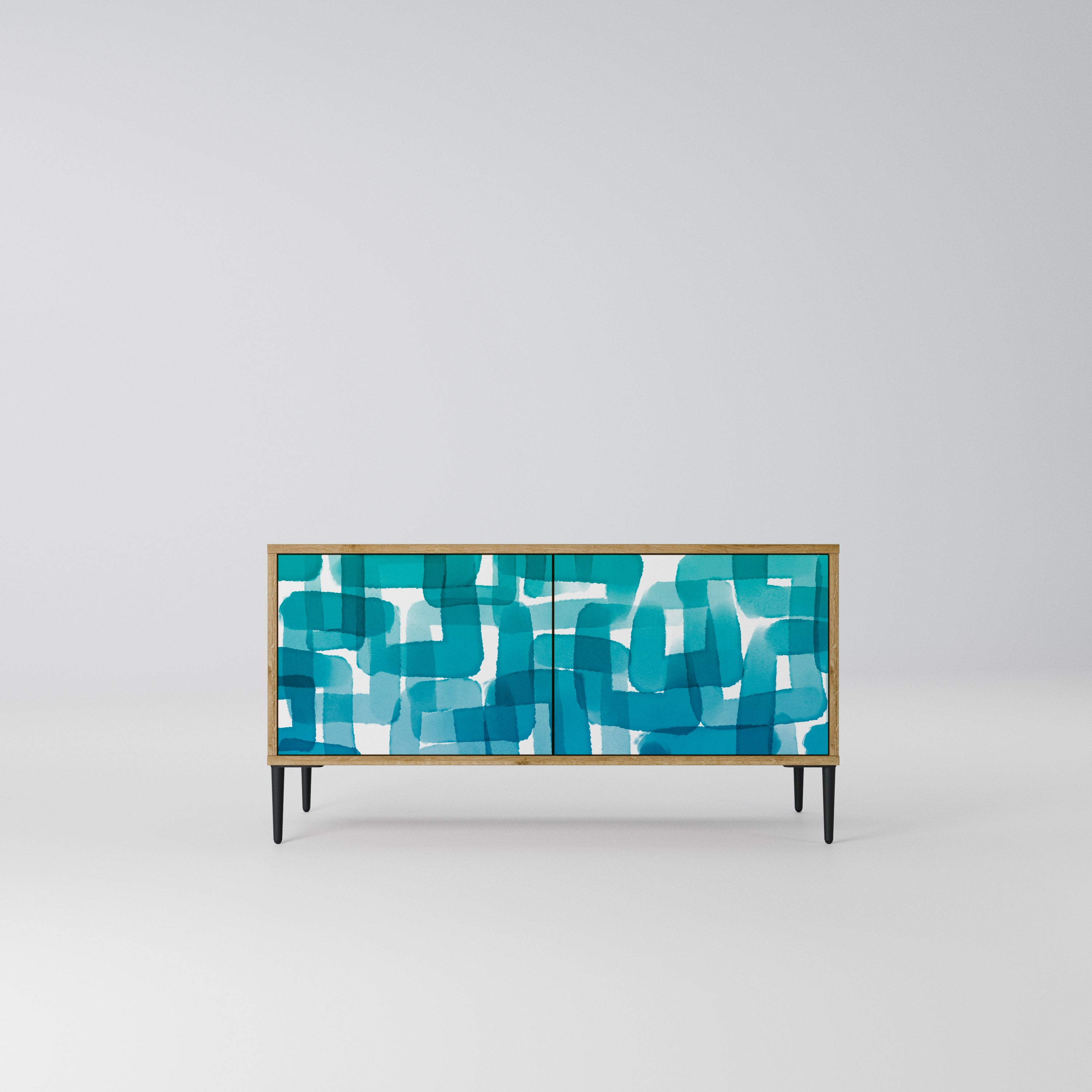 TURQUOISE RECTANGLES Kompaktowa szafka RTV 2-drzwiowa