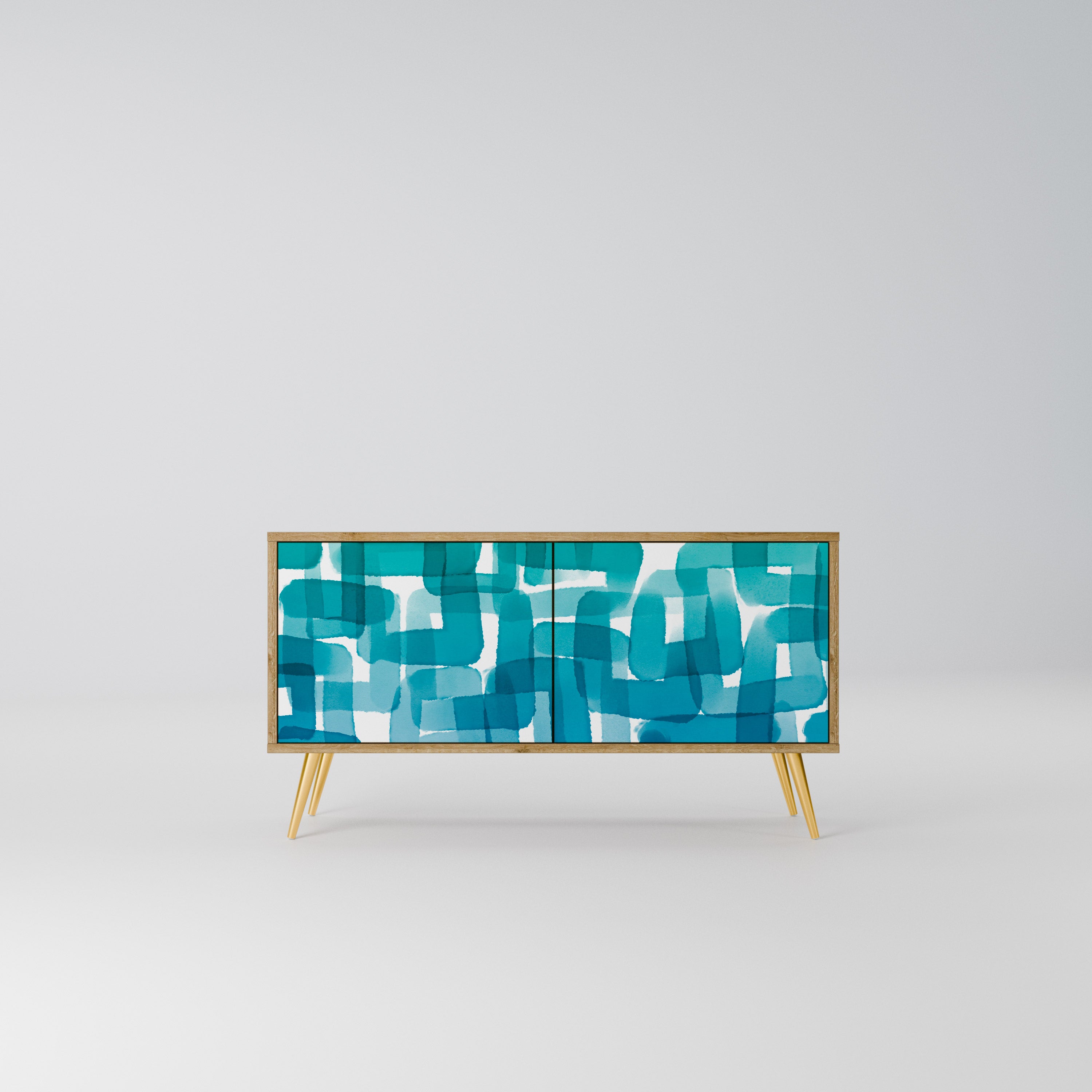 TURQUOISE RECTANGLES Kompaktowa szafka RTV 2-drzwiowa