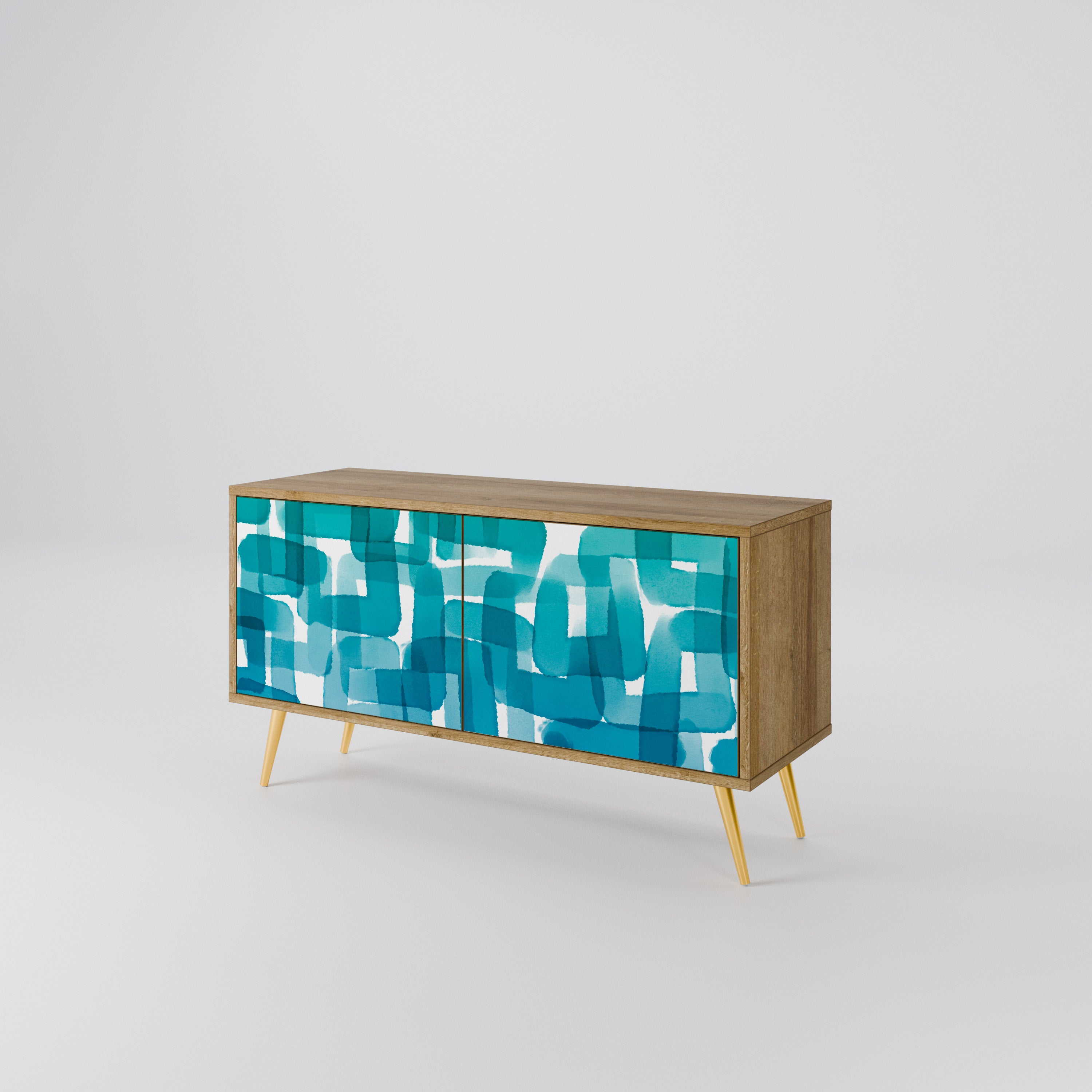 TURQUOISE RECTANGLES Kompaktowa szafka RTV 2-drzwiowa