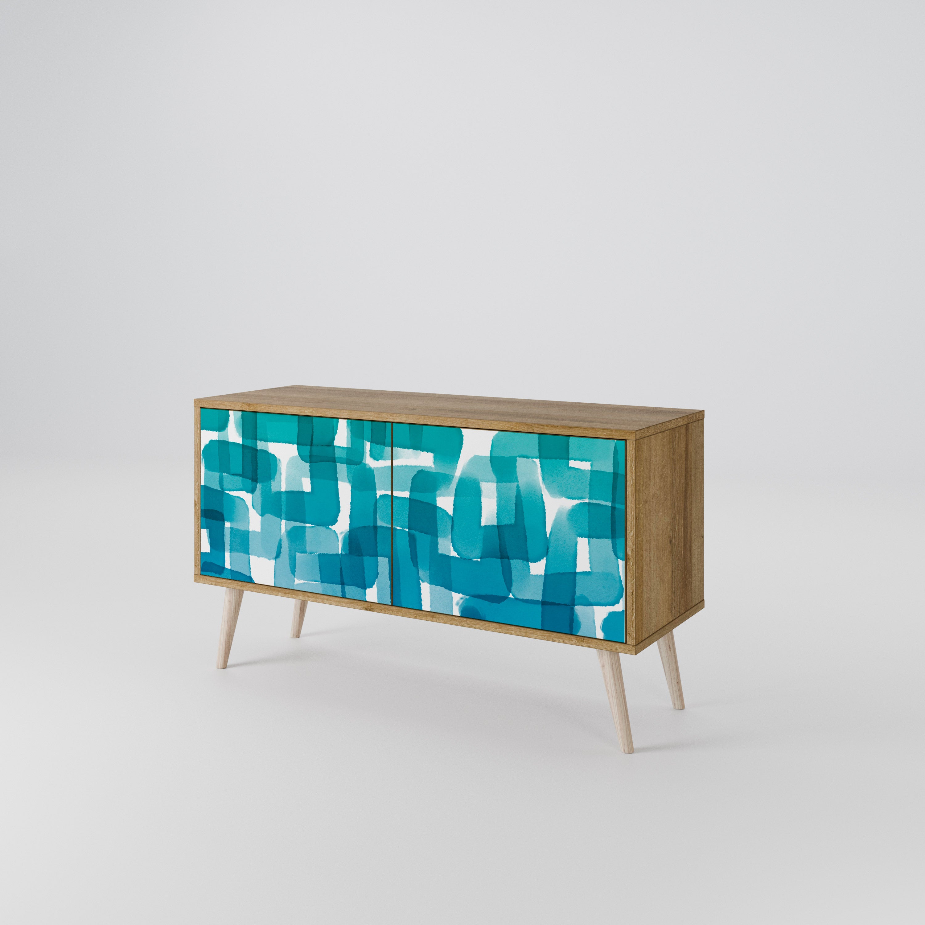 TURQUOISE RECTANGLES Kompaktowa szafka RTV 2-drzwiowa