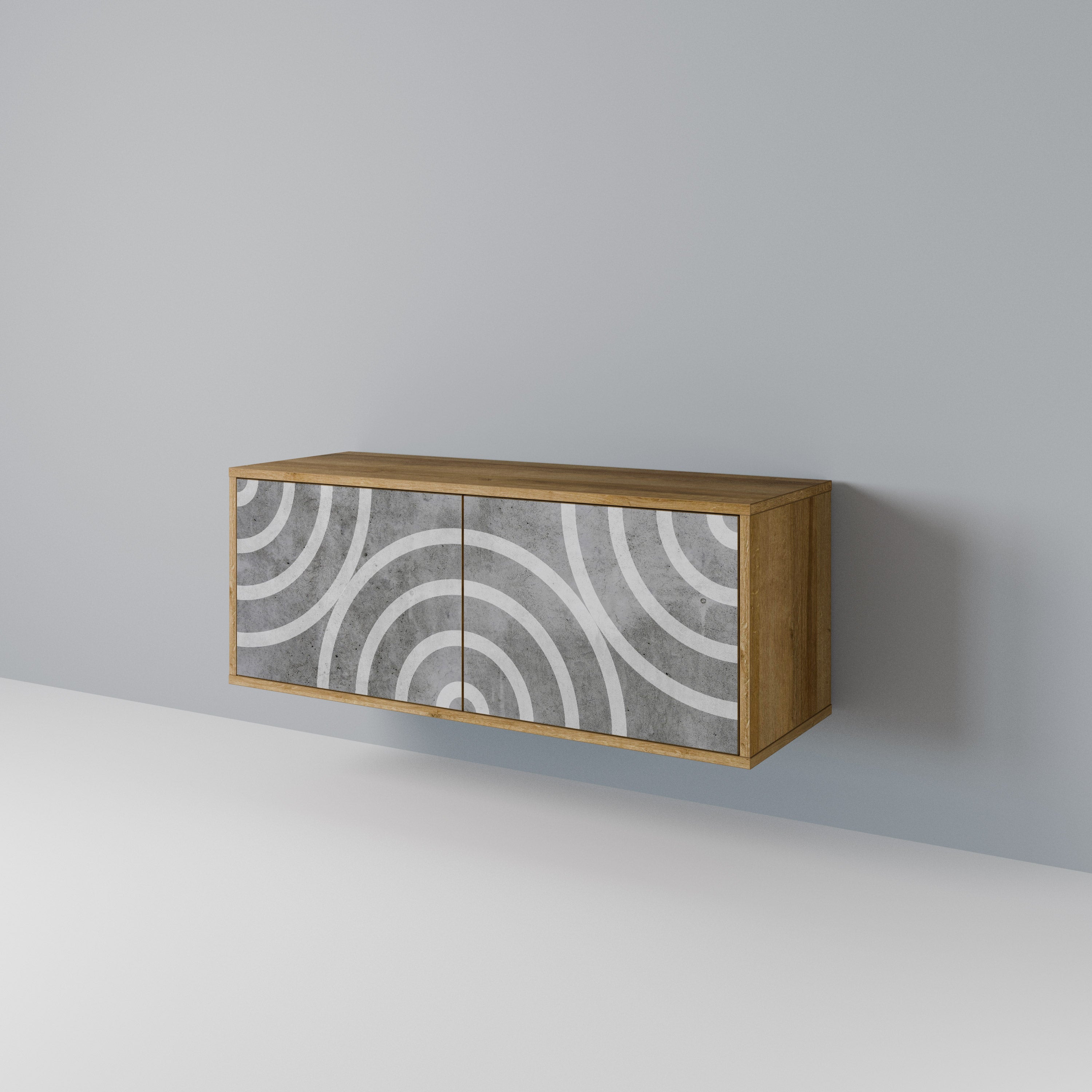 CIRCLE CONCRETE Kompaktowa szafka RTV 2-drzwiowa