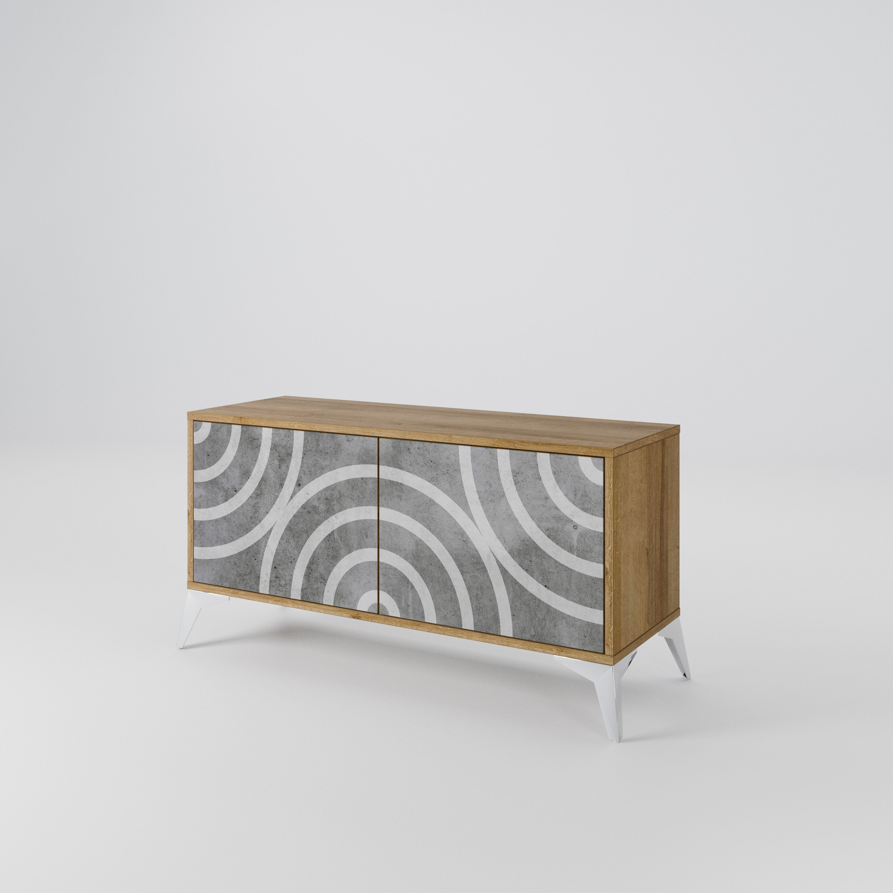CIRCLE CONCRETE Kompaktowa szafka RTV 2-drzwiowa