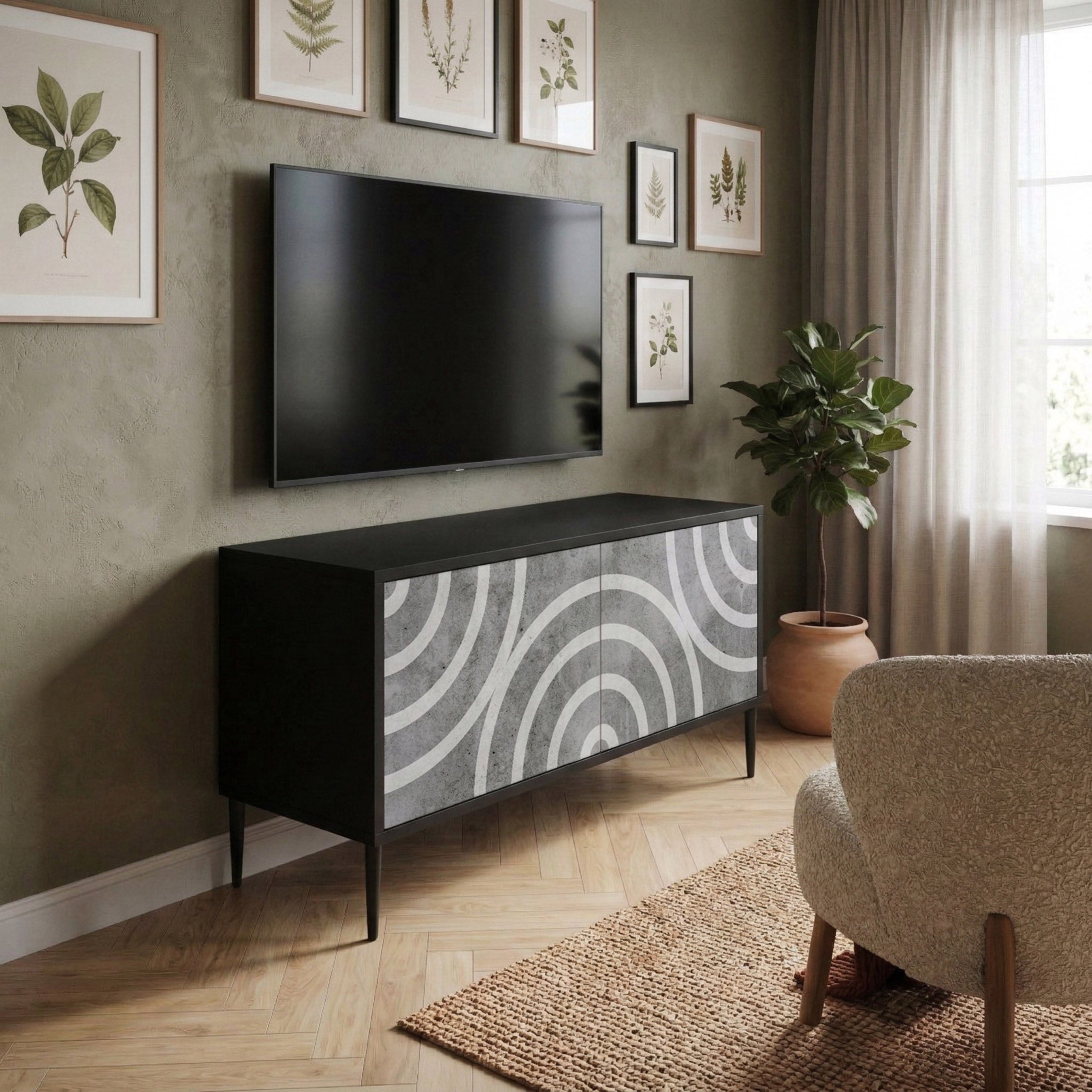 CIRCLE CONCRETE Kompaktowa szafka RTV 2-drzwiowa