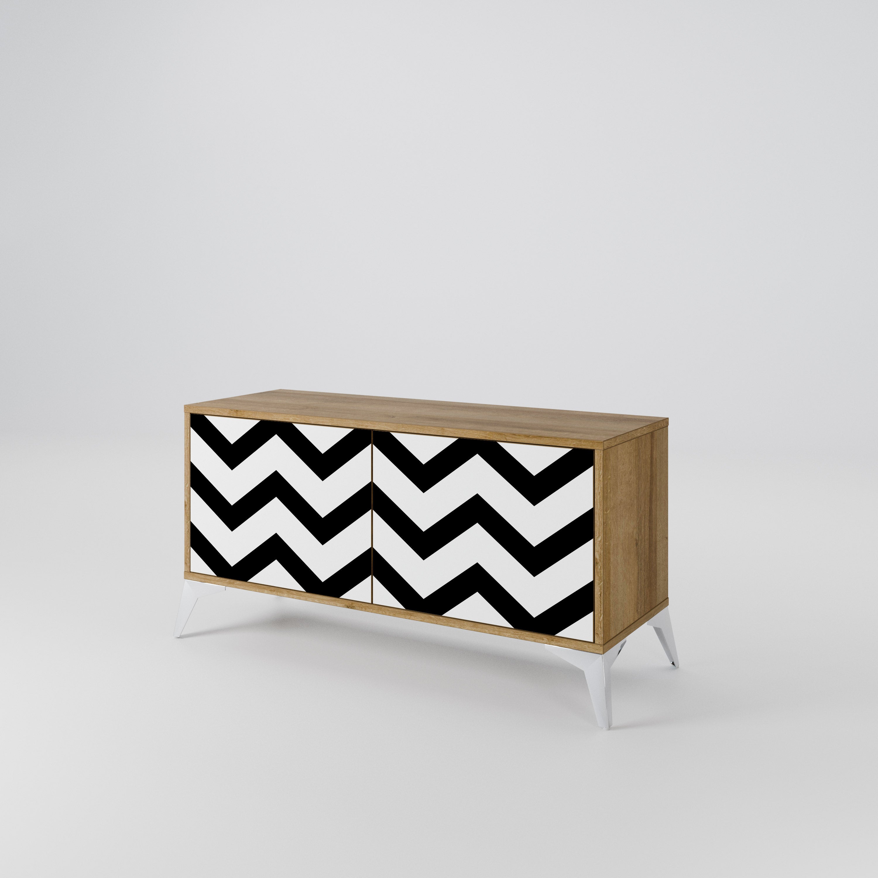 CLASSIC ZIG ZAG Kompaktowa szafka RTV 2-drzwiowa
