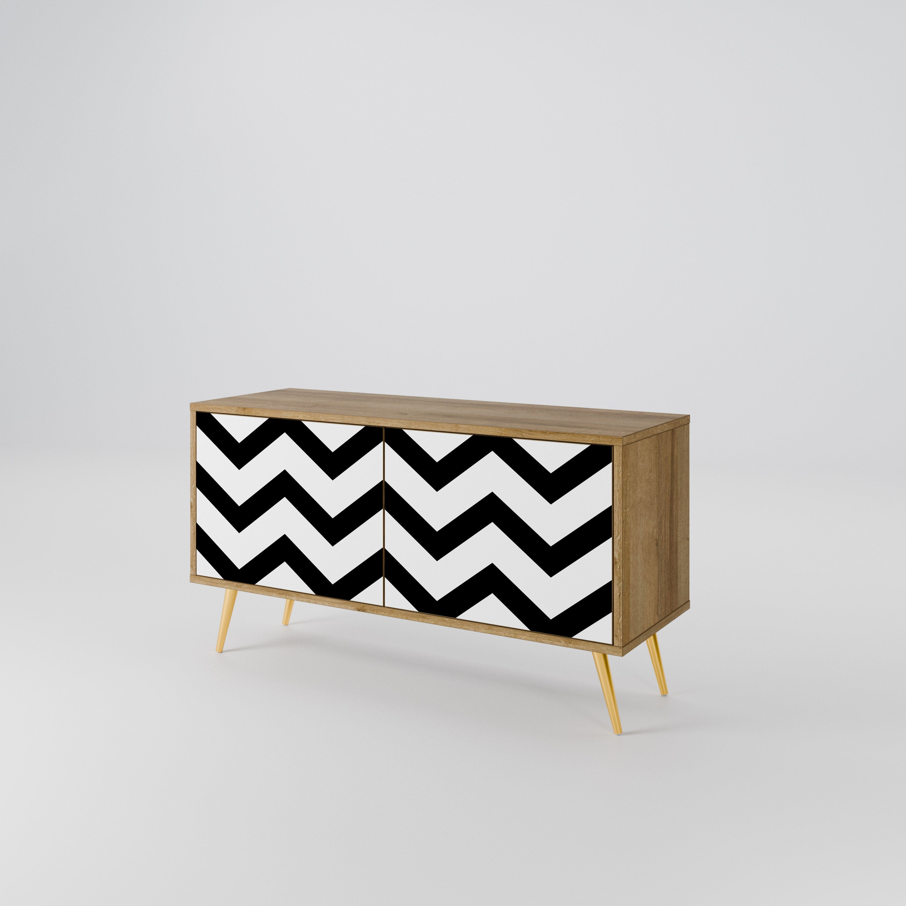 CLASSIC ZIG ZAG Kompaktowa szafka RTV 2-drzwiowa